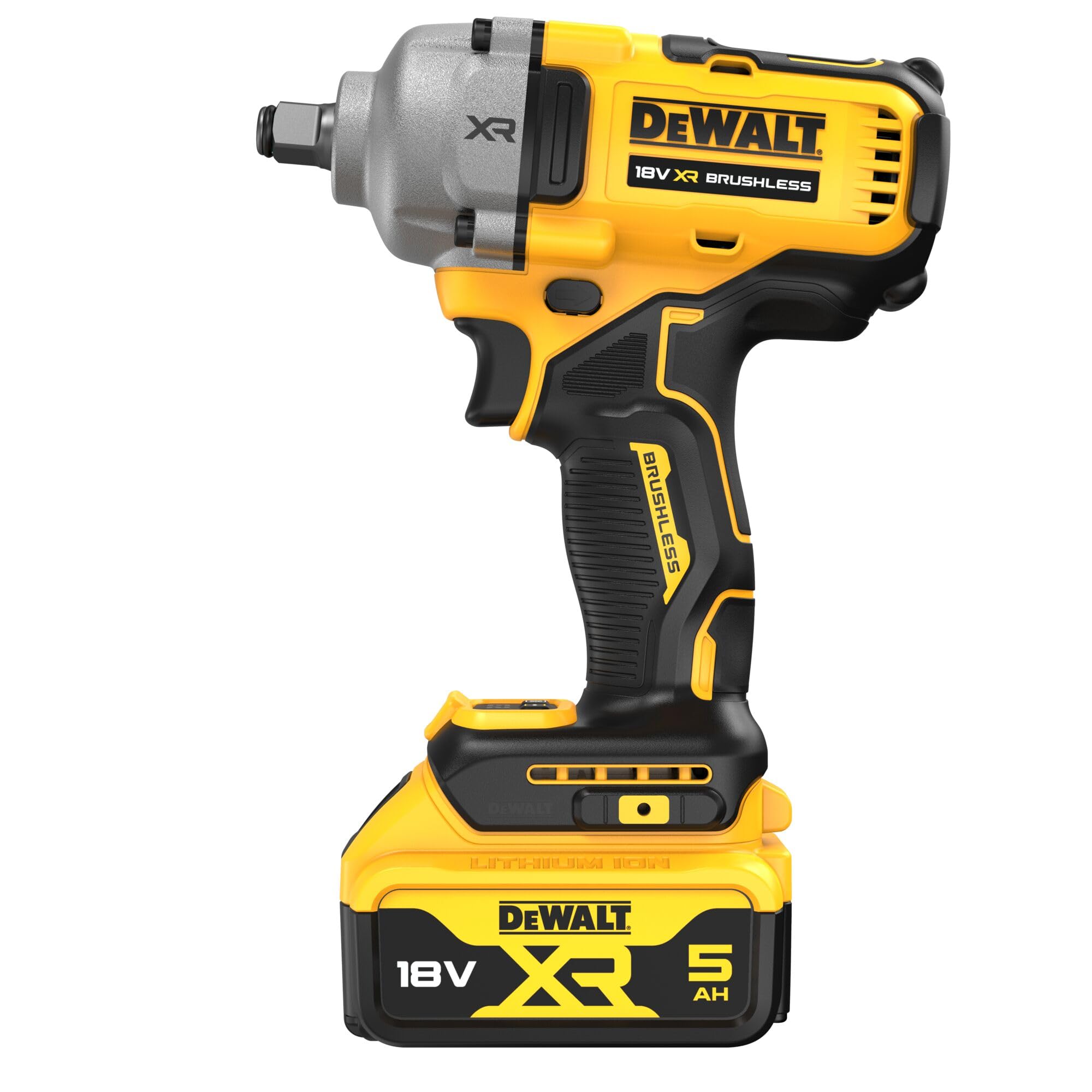 DEWALT Avvitatore a impulsi di fascia media 18V XR Brusless con 2 pacchi batteria XR 18V 5.0Ah e caricabatterie multitensione, DCF891P2T-QW