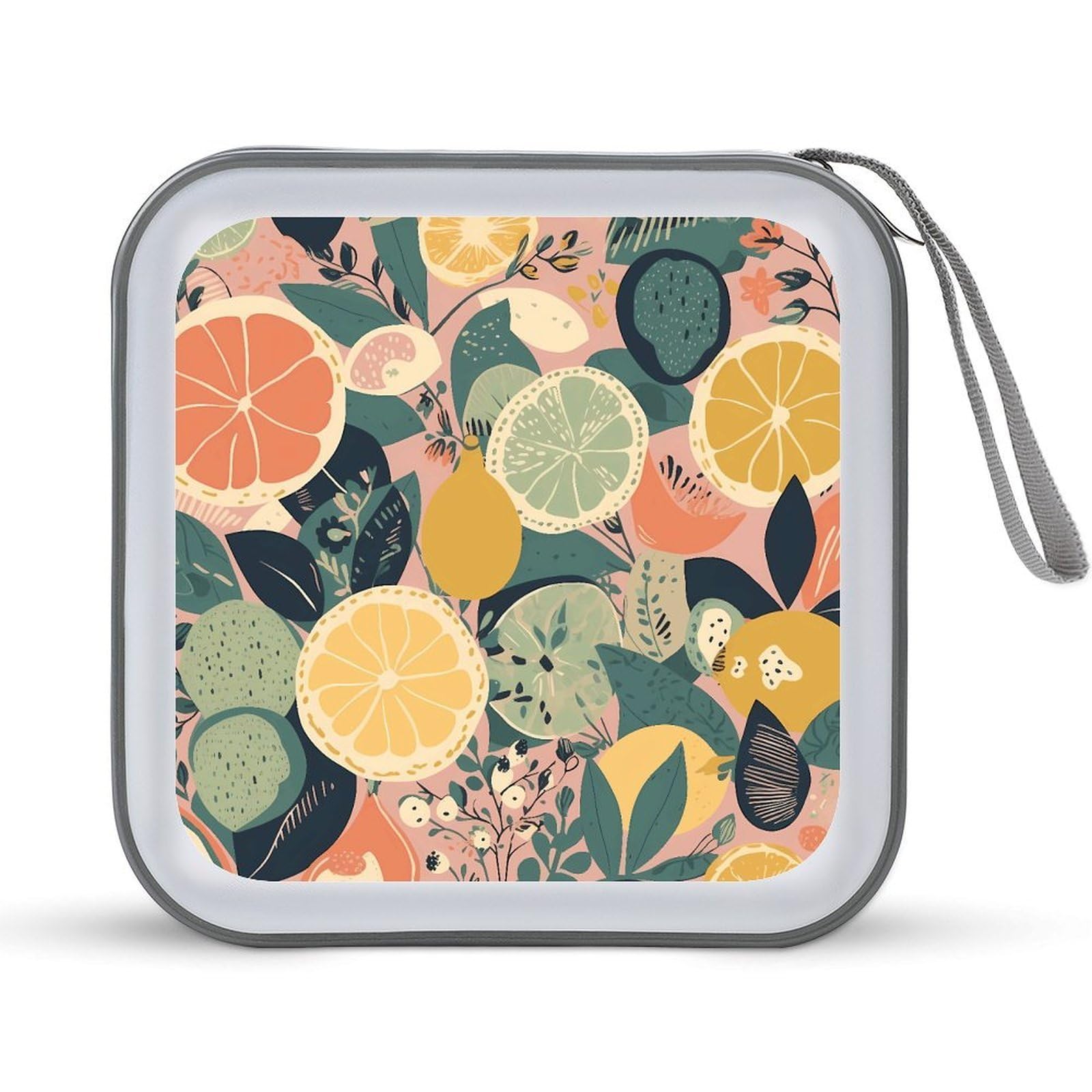 Funda para CD de frutas con capacidad para 40 DVD en plástico duro y cremallera