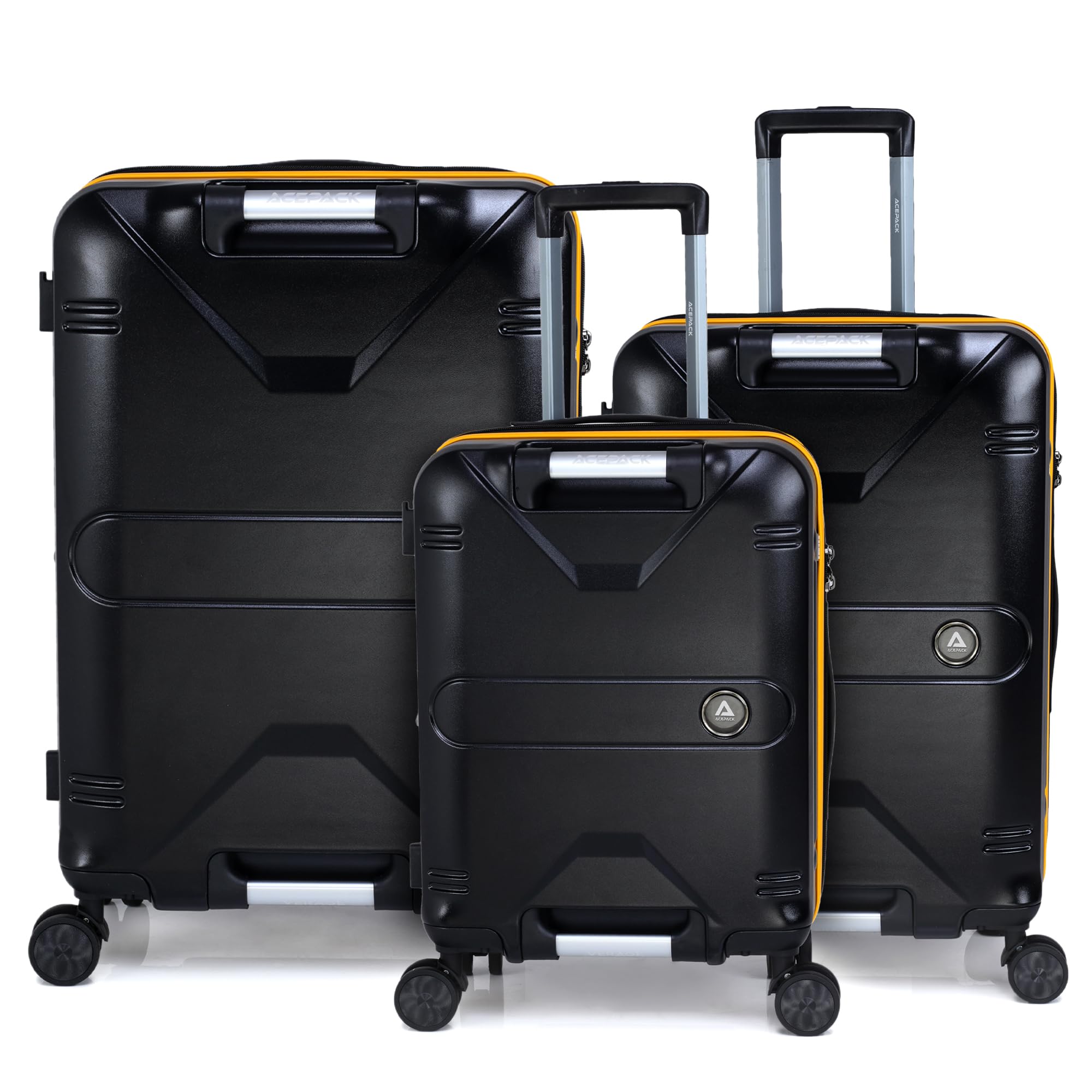 Luxe Romero Set of 3 (S+M+L) Polycarbonate Hard Shell Luggage with TSA Lock, Lightweight Trolley Suitcase with Double Spinner Wheels, 5-Year International Warranty (20/24/28,Sunset Noir)