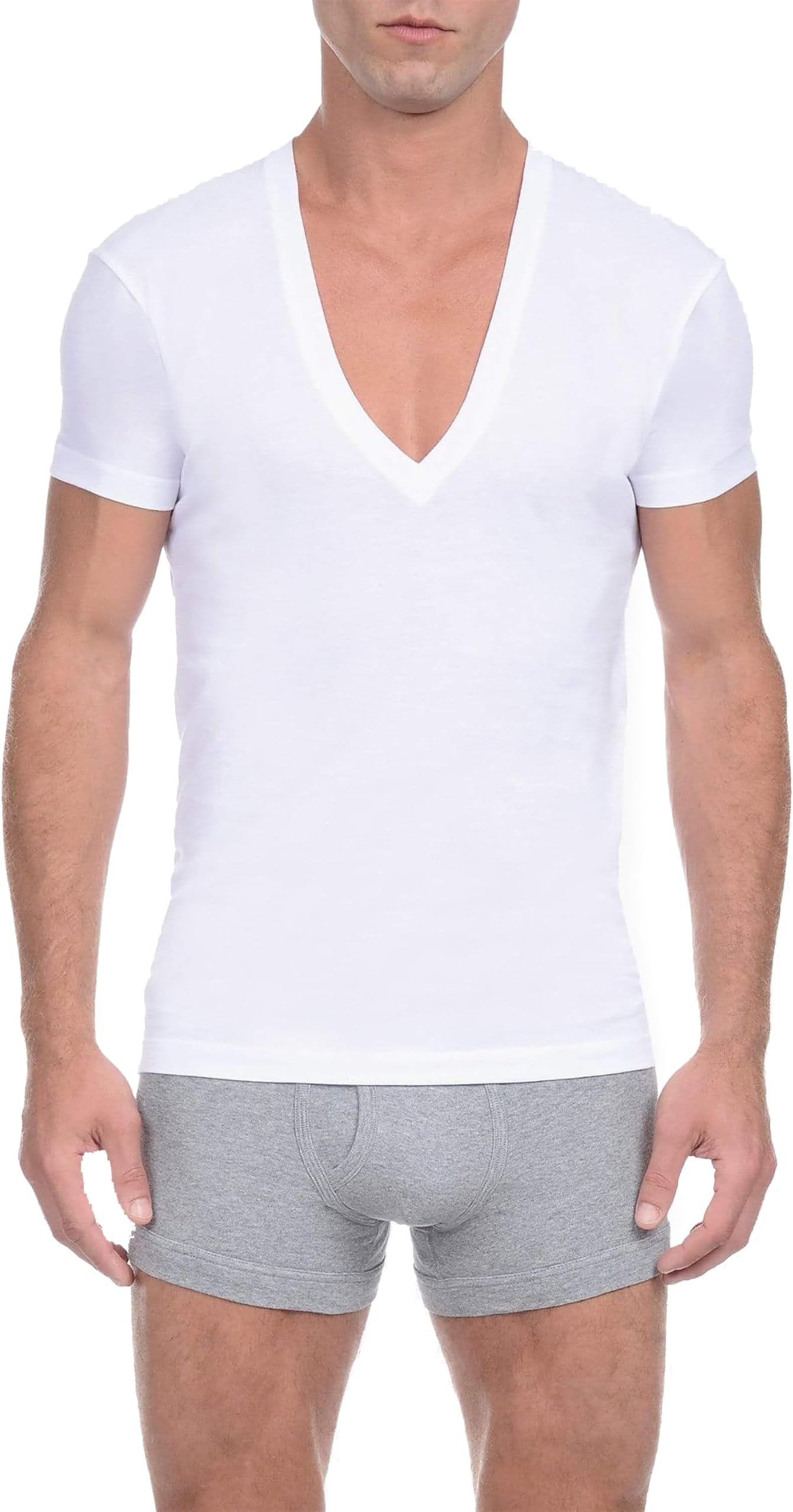 2(X) IST mens Pima Cotton Slim Fit Deep V-neck T-shirt Pima Cotton Slim Fit Deep V-neck T-shirt