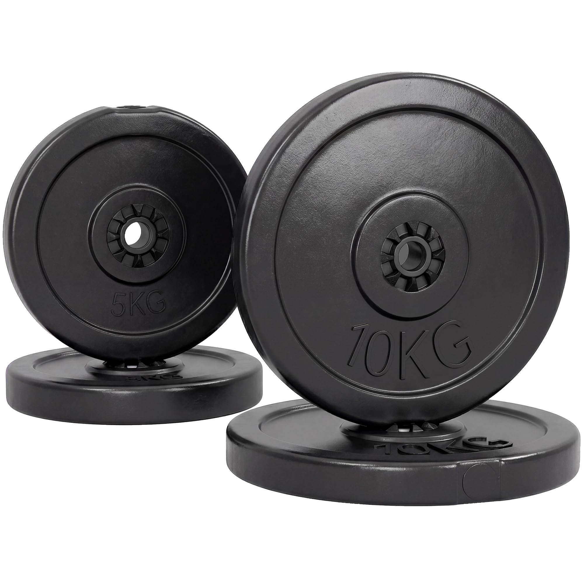 HOMCOM Set di 4 Dischi Pesi per Bilanciere e Manubri Peso Totale 30kg, 2x5kg e 2x10kg, Nero