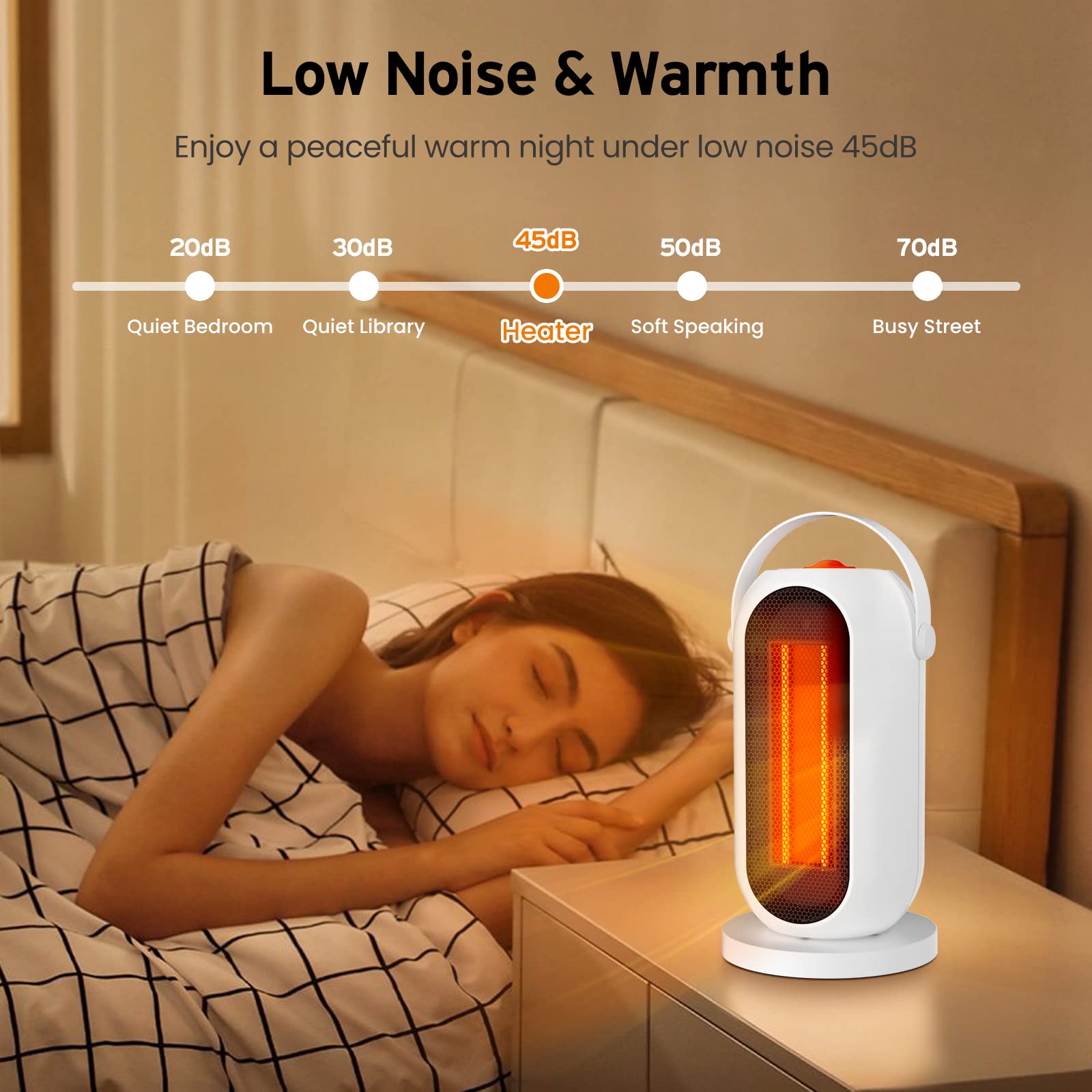 Chauffage Soufflant Électrique, PTC Radiateur Soufflant 1500W Chauffage d'appoint, 90° Oscillation, 3 Modes, Portatif Chauffage Economie d'énergie, pour Salon, Chambre et Bureau