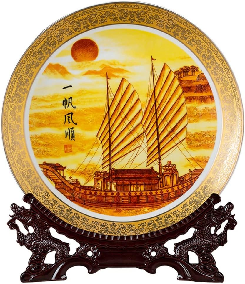 Ceramic Sailing Porcelain Plate Decoration Home Living Room Porch Craft Decoration Plate