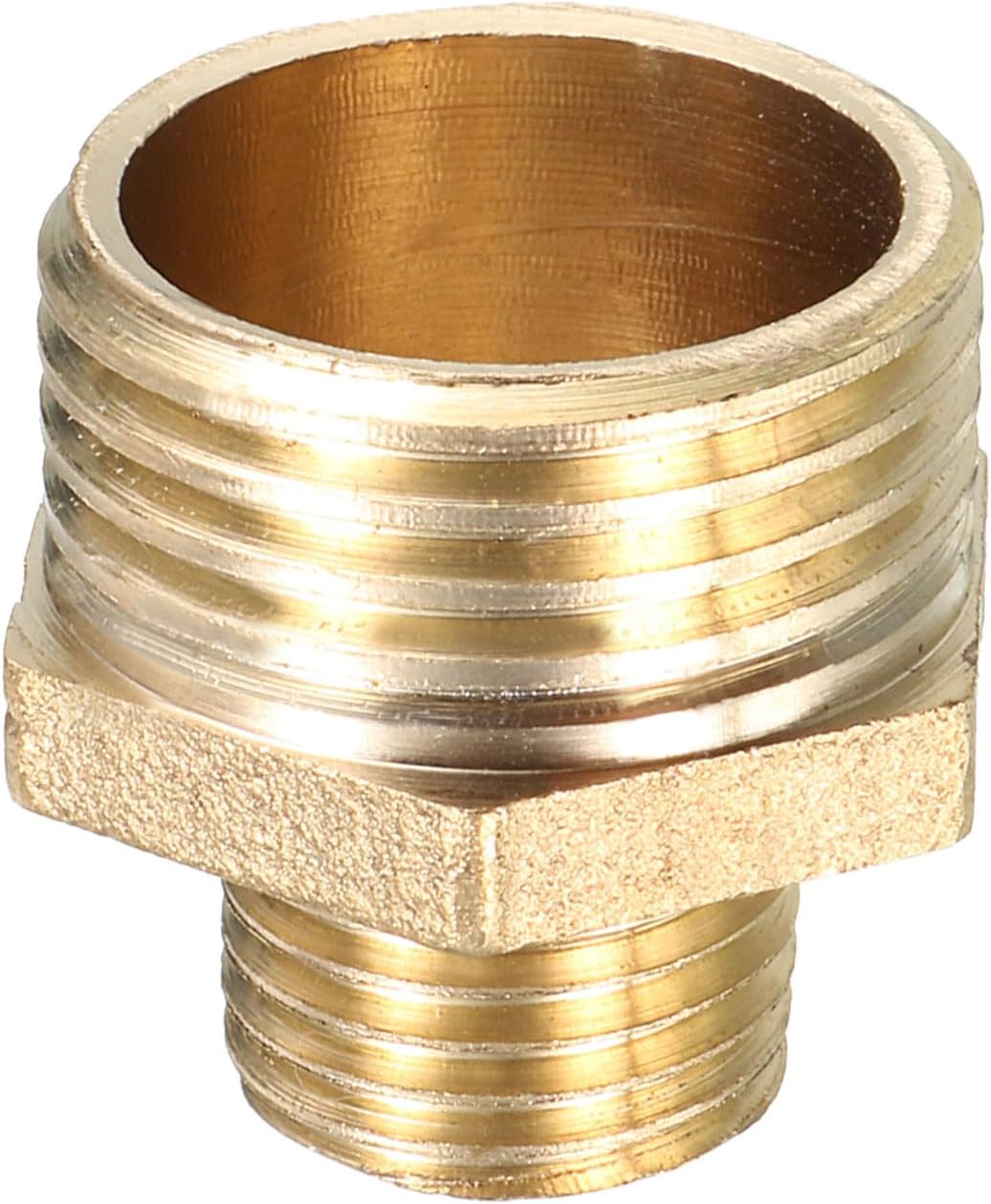 DTGN 3/4 BSP Male x 1/2 BSP Male Brass Pipe Fitting - 1Pack - Good for Pipe Connection - Brass Hex Nipple Connectors - Gold Tone