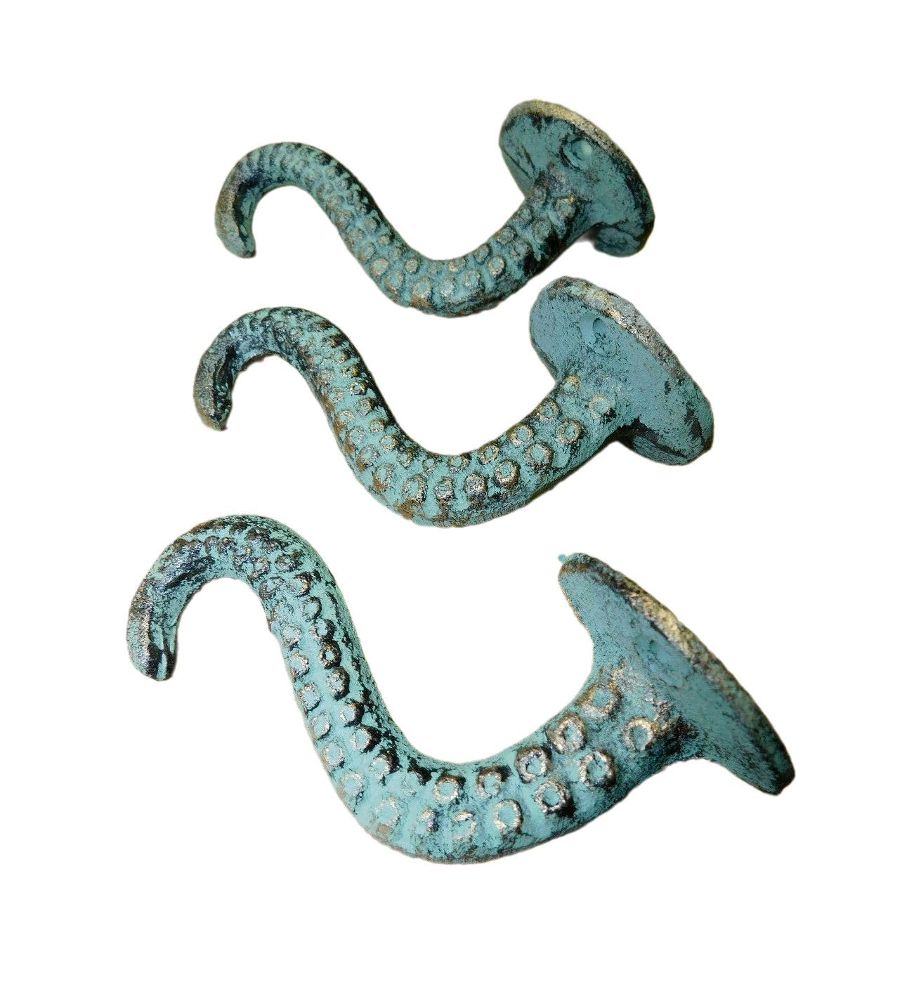 6 Cast Iron Octopus Tentacle Wall Hooks Bathroom Towel Hook Nautical Coat Key IRP-661 Handmade Decor Artisan Art Decor For Home Vintage