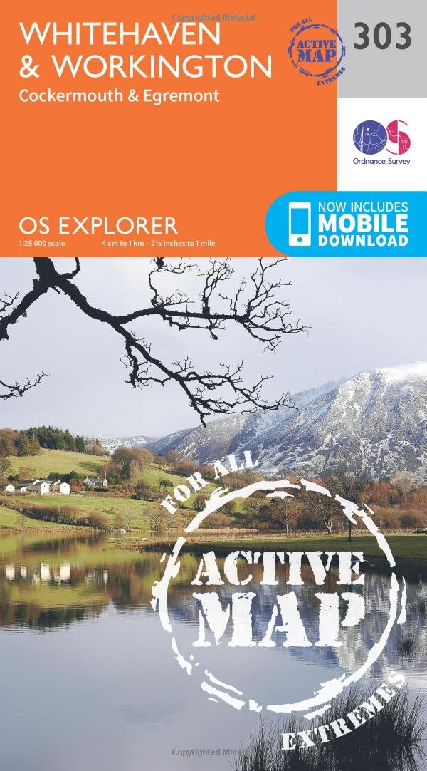Whitehaven & Workington Map | Weatherproof | Cockermouth & Egremont | Ordnance Survey | OS Explorer Active Map 303 | England | Walks | Hiking | Maps | Adventure