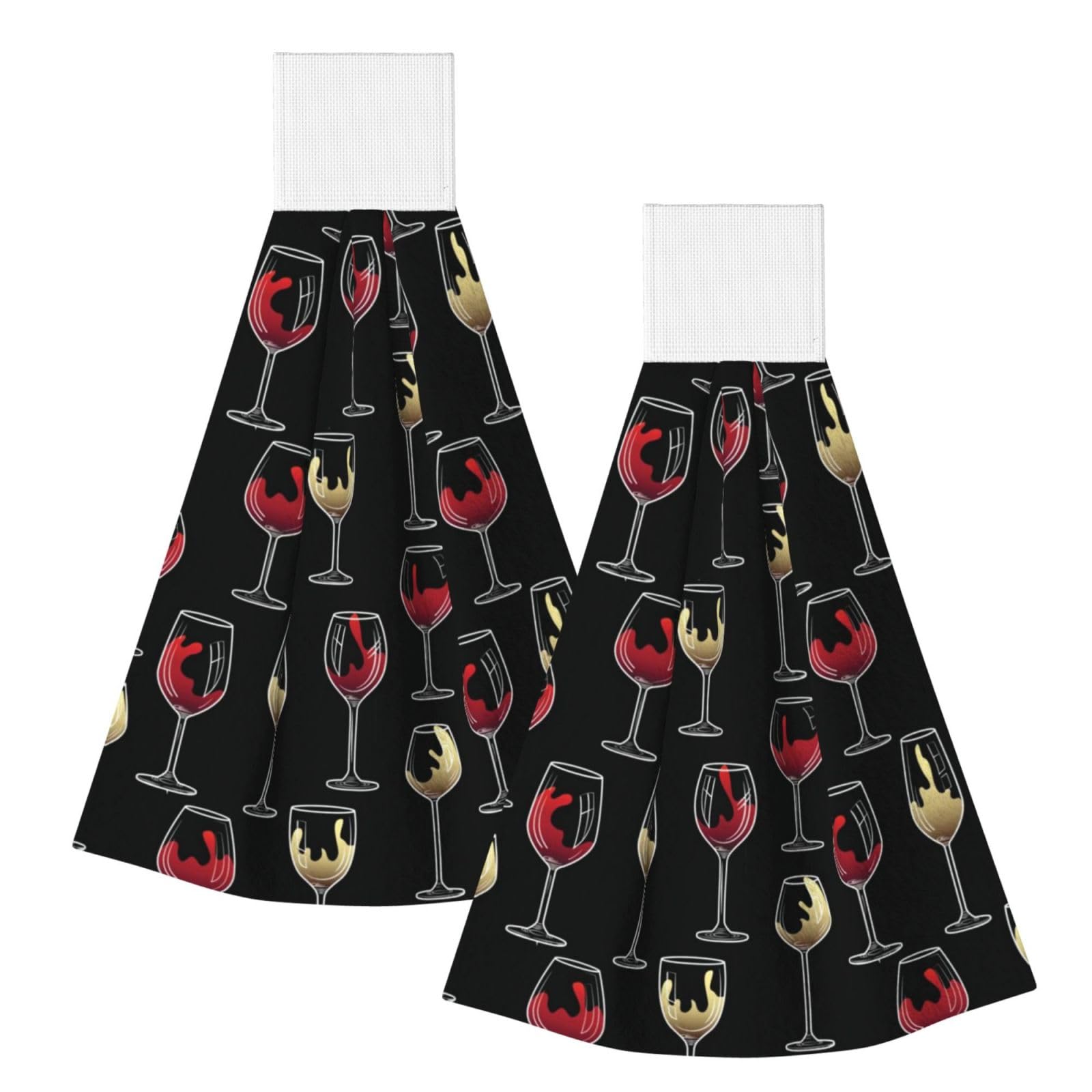 DOPKLNA Wine Glass, 2 Pcs Hanging Coral Fiber Hand Towels for Bathroom, Absorbent Kitchen Towels