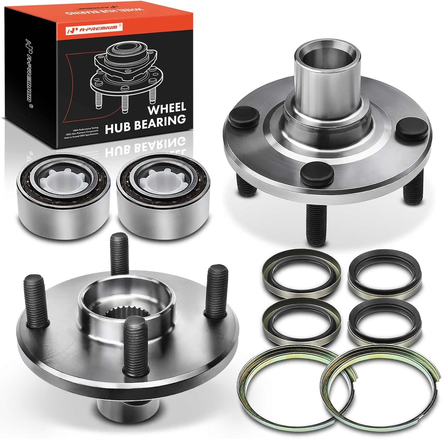 A-Premium 2 x Front Wheel Bearing and Wheel Hub with 4-Lug Compatible with Chevrolet Prizm 1998-2002 & Toyota Corolla 1987-2002, MR2 1986-1989 & Geo Prizm 1993-1997, with Non-Wheel ABS