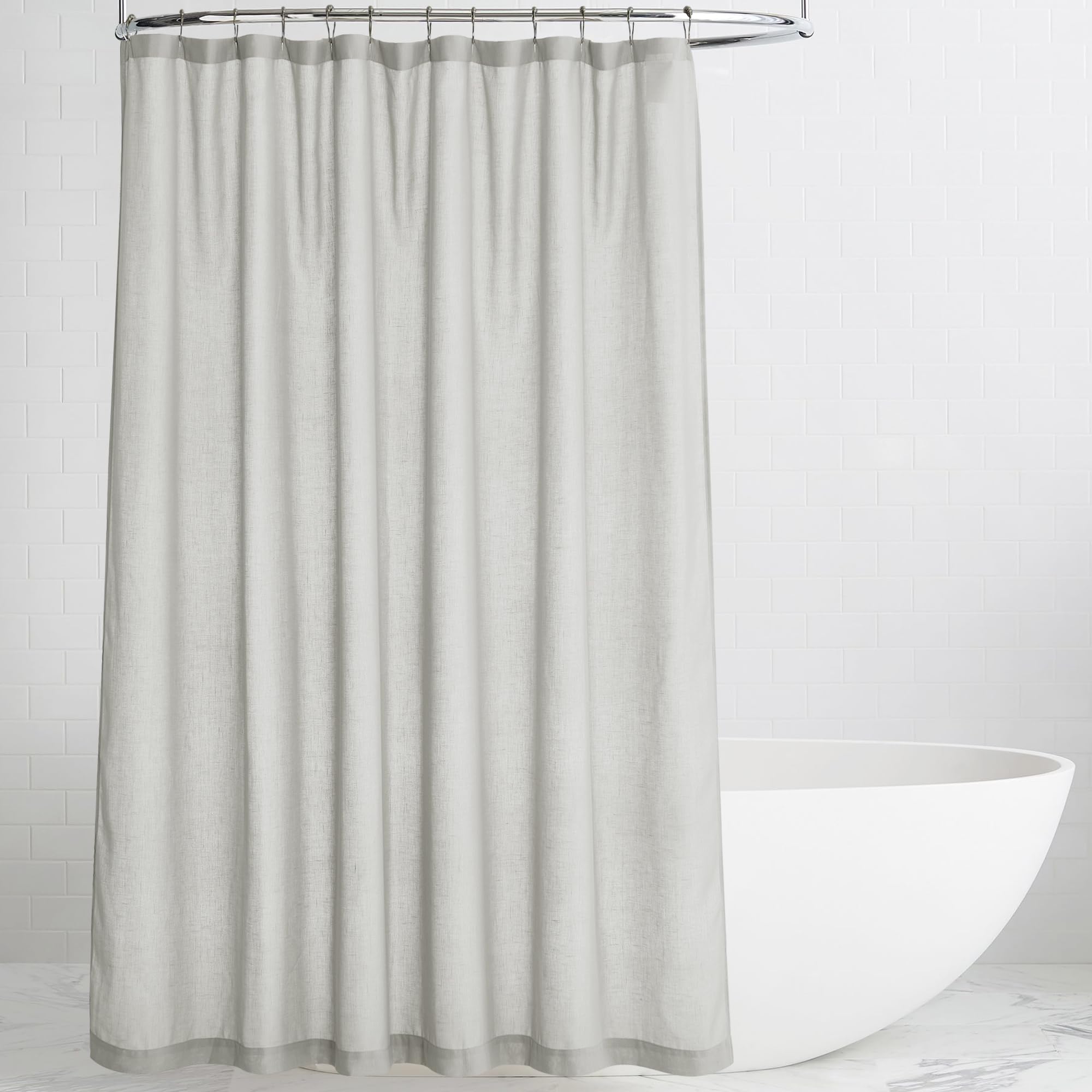 KGORGE Semi Sheer Shower Curtain for Bathroom - Linen Blend Fabric Lightweight Waterproof Privacy Assured Button Hole Shower Curtains for Bathtub,