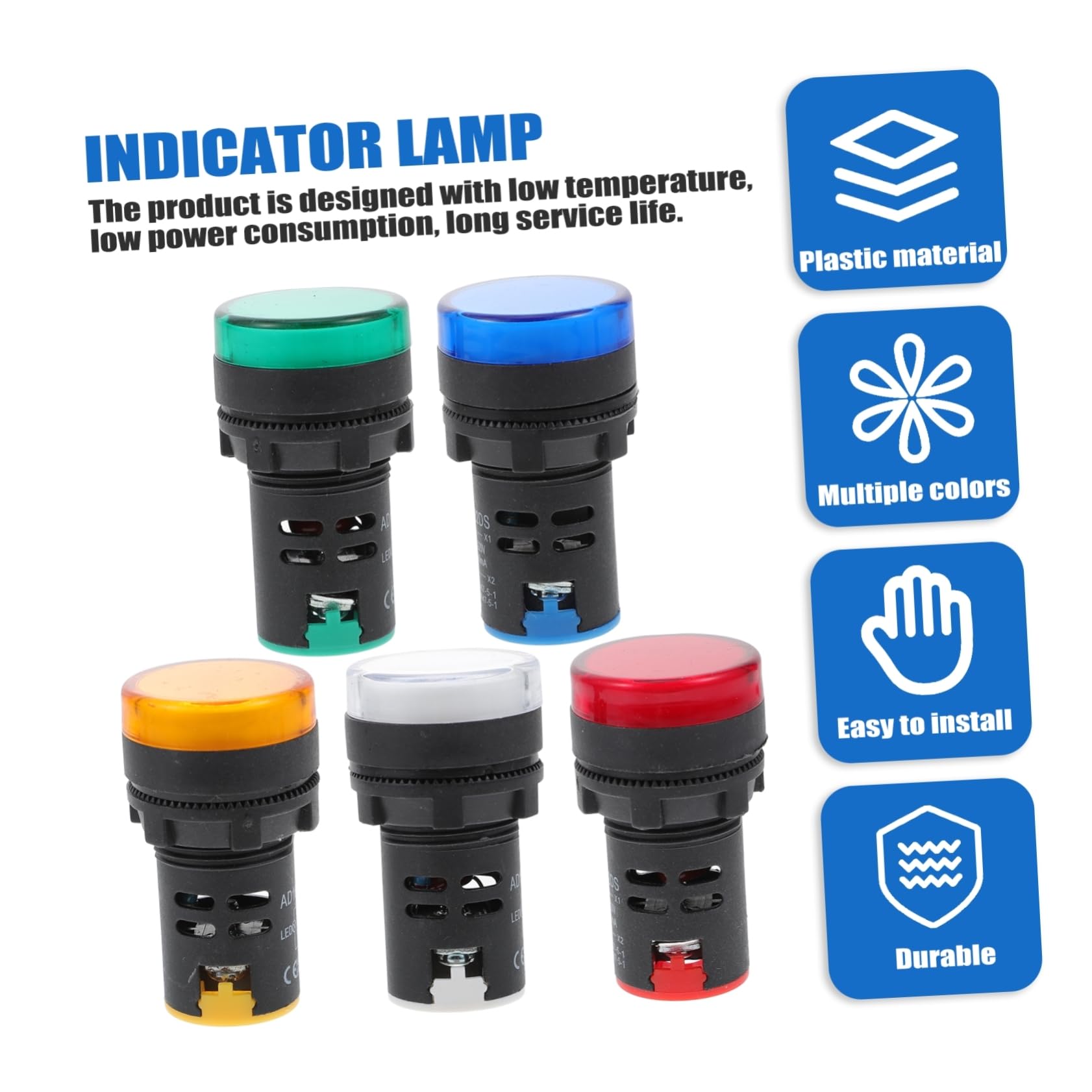 DECHOUS 15Pcs LED Indicator Signal Lamp Round Lights Colors for Telecommunications and Home Appliances
