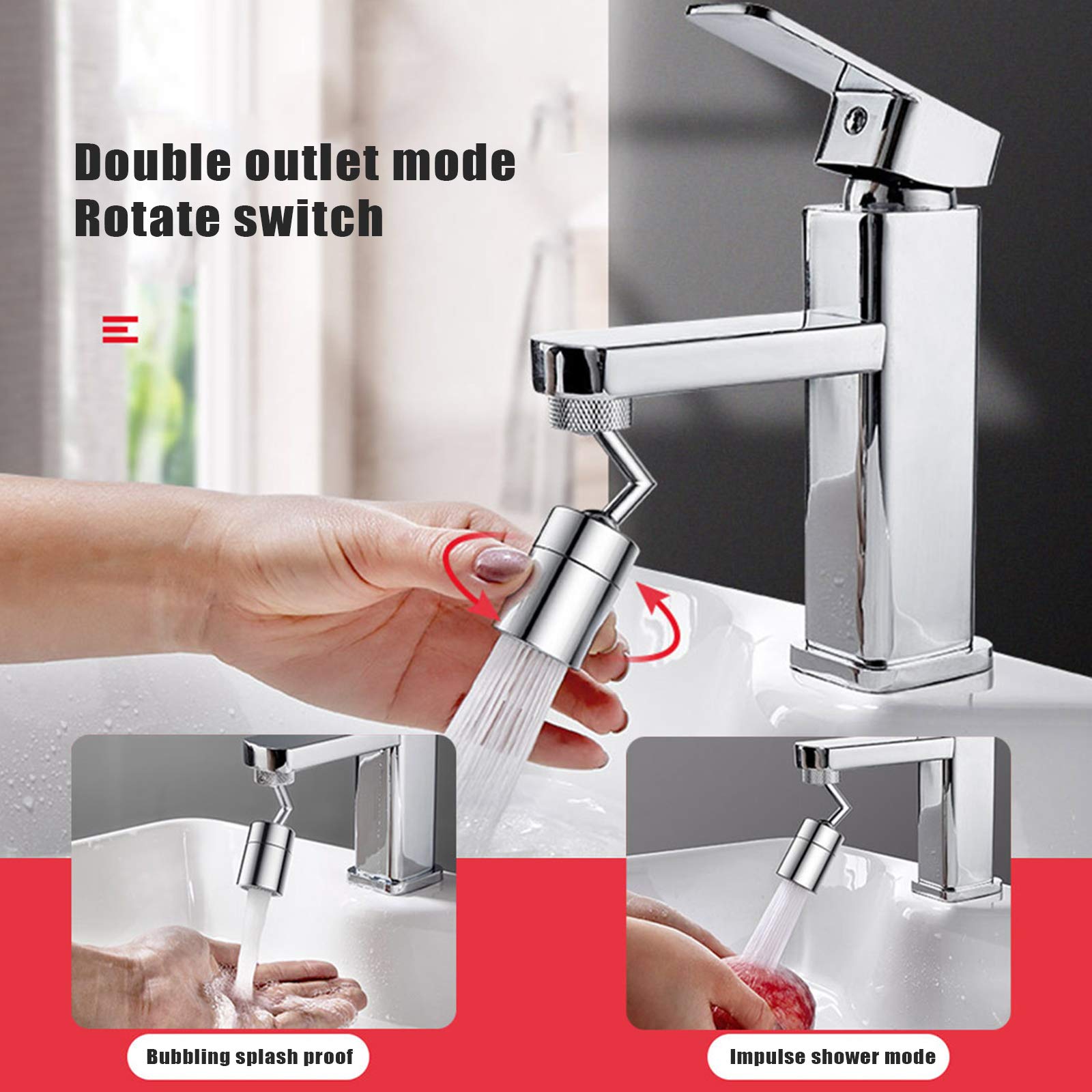 Universal Splash Filter Faucet, 720 Degree Rotating Faucet, Multi-Purpose Faucet Mount, Foutain, Oxygen-Enriched Foam Extender Aerator for Face Wash Gargle Eye Wash /216 (Colo
