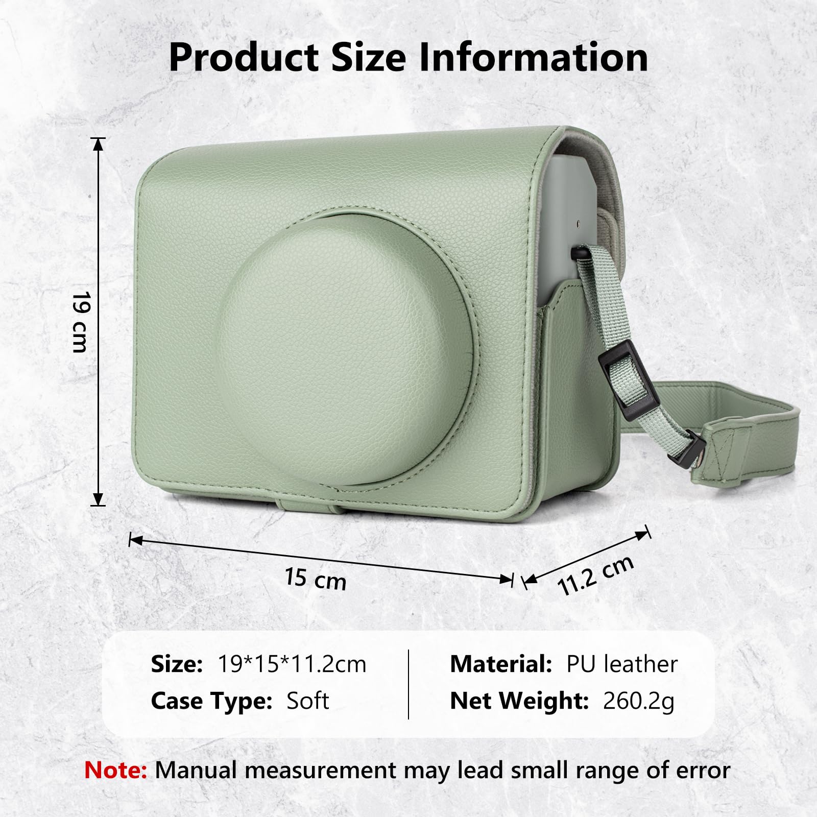 MUZIRI KINOKOO Custodia Compatibile per Instax Wide 400 Instant Camera, Custodia Protettiva in Pelle PU per Fuji Instax Wide 400 Instant con Tracolla Regolabile - Verde
