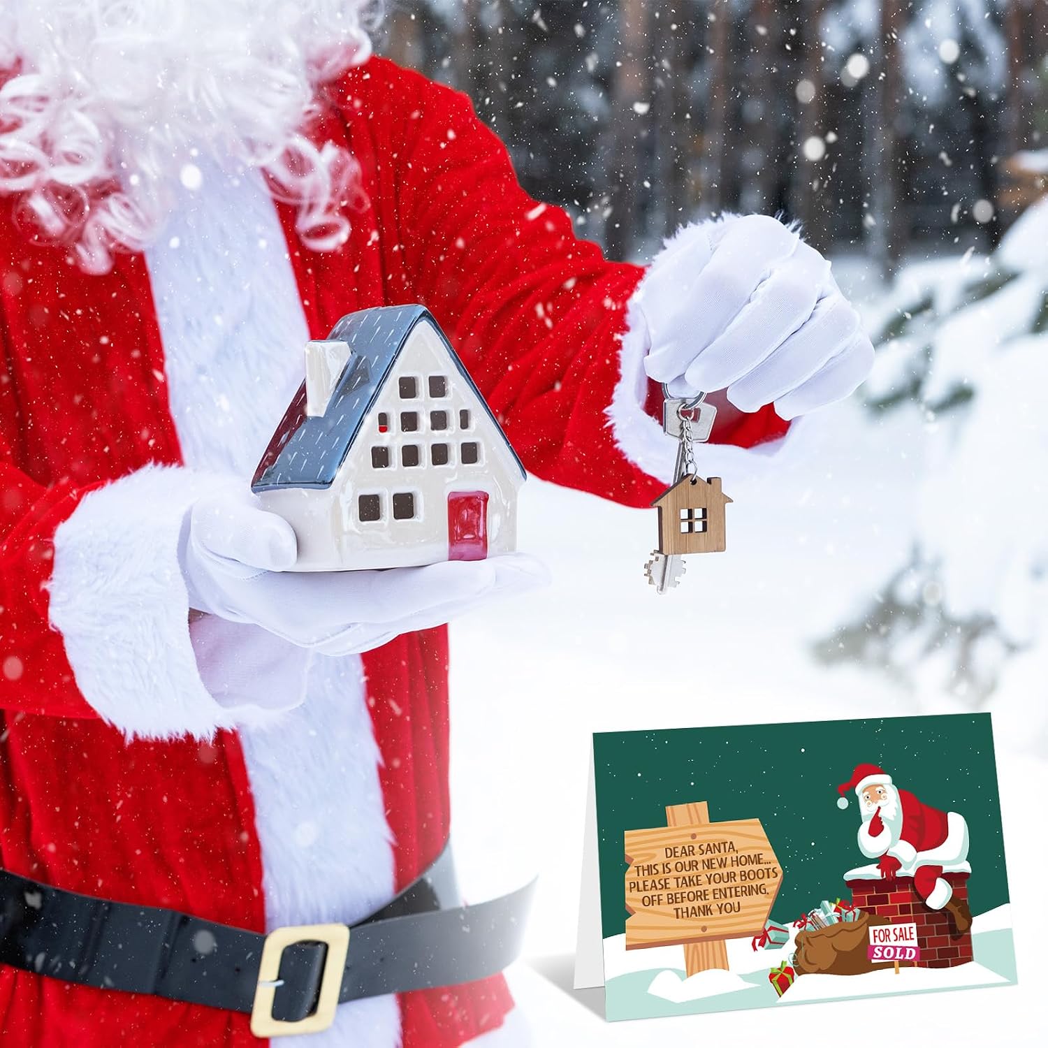 Ctosree 72 Sets Christmas Real Estate Cards with Envelopes Funny Happy Holiday Postcards Bulk Real Estate Agent Gifts Cards Supplies