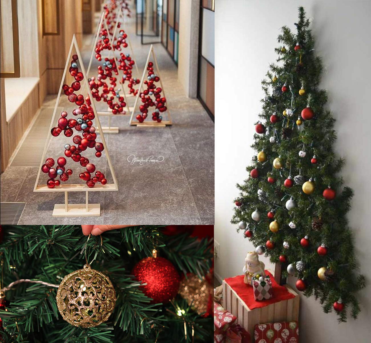 100 Boules De Noël Rouges Et Dorées - Décorations Scintillantes Pour Sapin (3 Tailles Incluses)