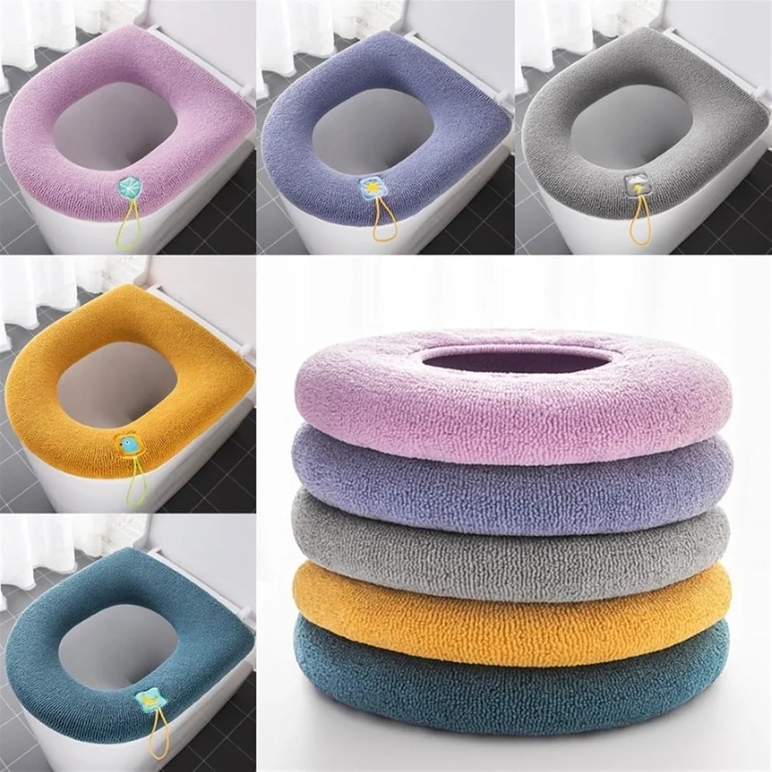 Thickened Knitted Universal Toilet Seat Cushion Four Seasons Toilet Cover Household Washable Toilet Accessories (Size : Orange)