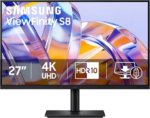 Samsung 27" ViewFinity S8 (S80UH) 4K UHD Monitor with USB-C and Ergonomic Stand