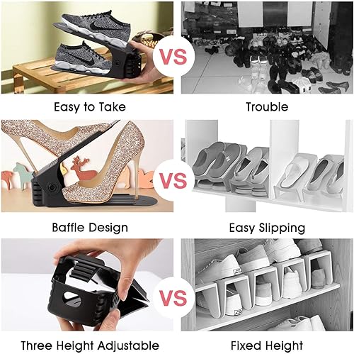 Miniatura 5 de Neprock Zapatero Organizador de Zapatos que Ahorra Espacio Organizador de Zapatos para Armario, Apilador de Zapatos Ranuras para Zapatos Ahorrador