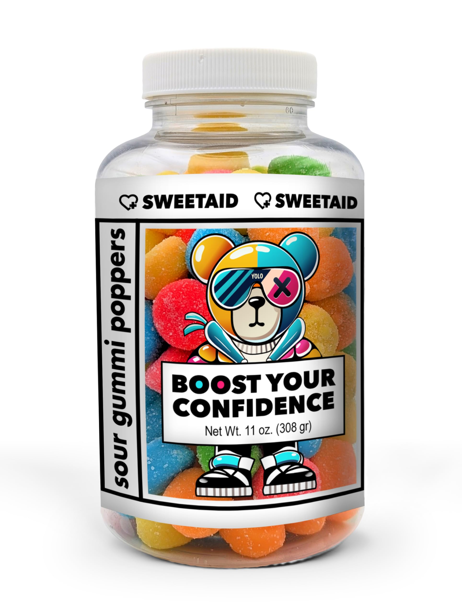 Boost Your Confidence – Sweet Aid Jar with Gummies – Encouragement Gift for Friends, Exams, Job Interviews, Motivation Gift (Not Vitamins)