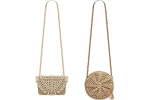 2 Pack Straw Handbags Purses Crossbody Bags for Women - Boho Beach...
