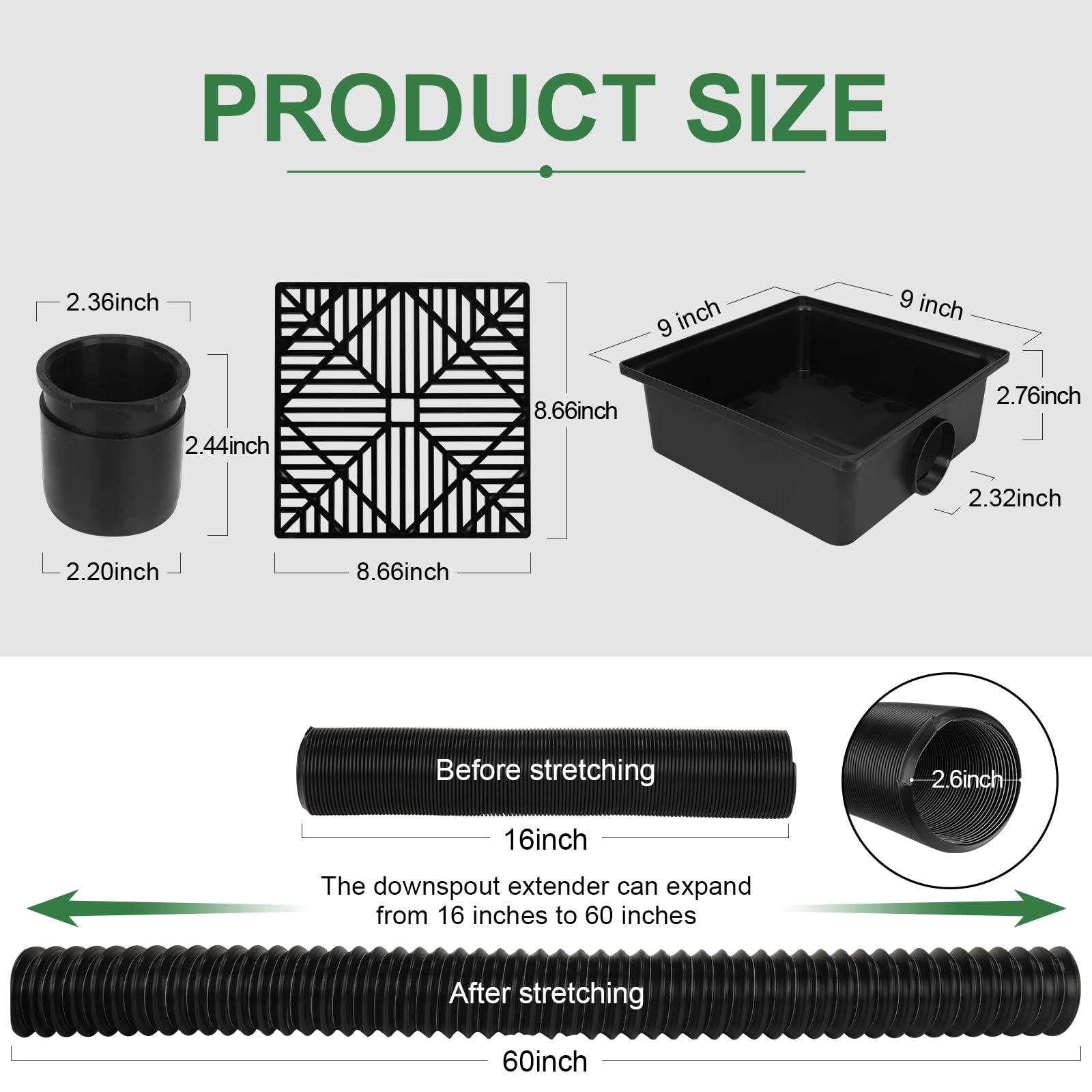 Gutter Part Catch Snapklik.com : PXCAYFF Gutter Downspout Extensions Catch BUpgraded 9x9 ...