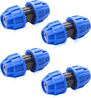 PE Kunststoff 25 mm x 25 mm gerade Kupplung für PE Rohr 25 mm Blau 4 Stück