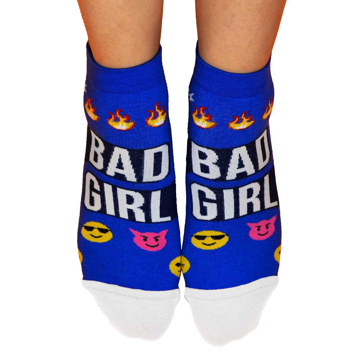 SOCK STELLARSockStellar Women cotton socks,Ankle Length Printed Cotton Socks, funky socks, Colourful odour free socks for girls (bad-girl | blue color)