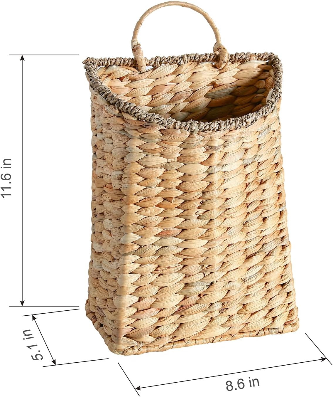 Woven Hanging Wall Basket, Rattan Wall Basket Planter, Front Door Hanger Basket Wreath for Plants,Outdoor Wicker Baskets for Wall,Door Baskets for Flowers Front Door Decor,8.6" D x 5.1" W x 11.6" H