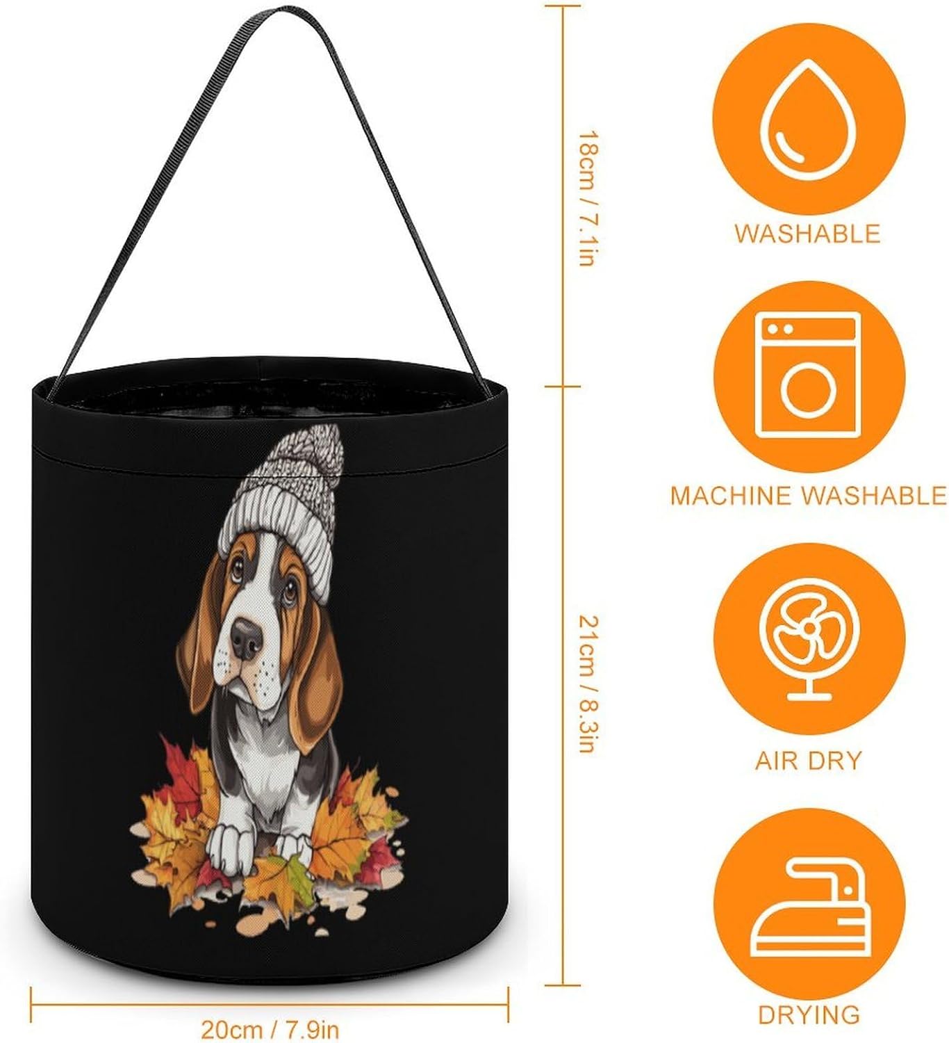 Autumn Leaves - Basset Hound Candy Bag Halloween Treat Goody Bags Party Basket Handbag Holiday Decor