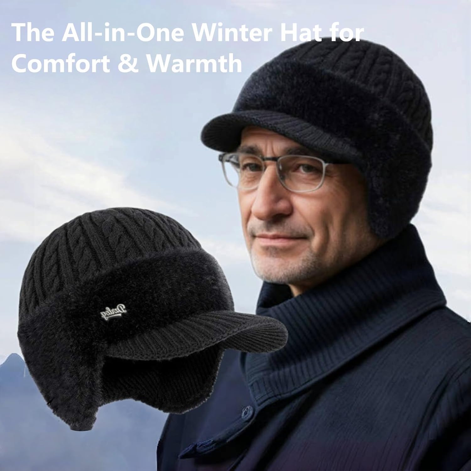 Trapper Hat with Ear Flaps and Wool Brim, 2026 Soft Breathable Comfort All-in-One Winter Hat for Comfort & Warmth
