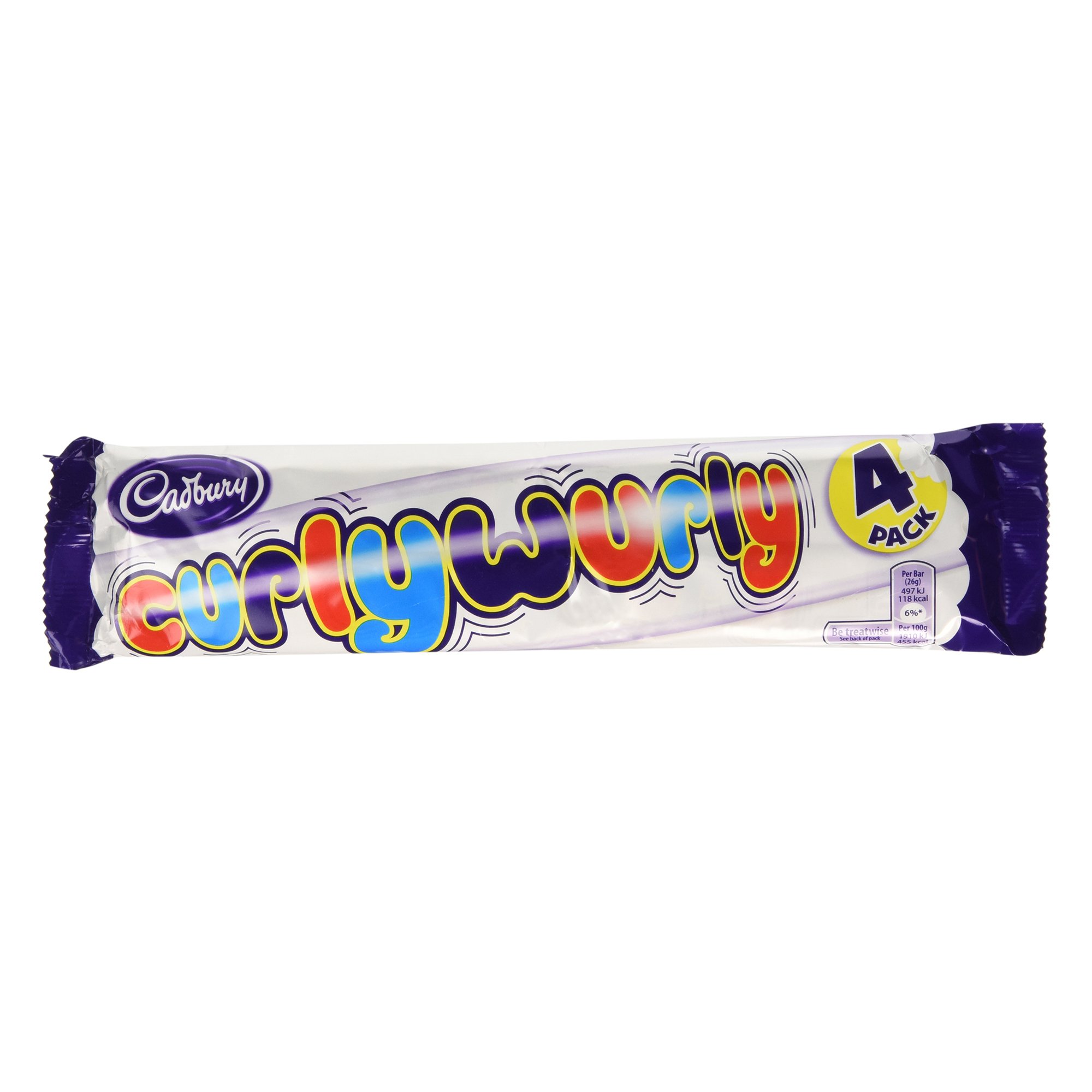 Cadbury Curly Wurly Chocolate Bar 104 g (Single Pack of 4)