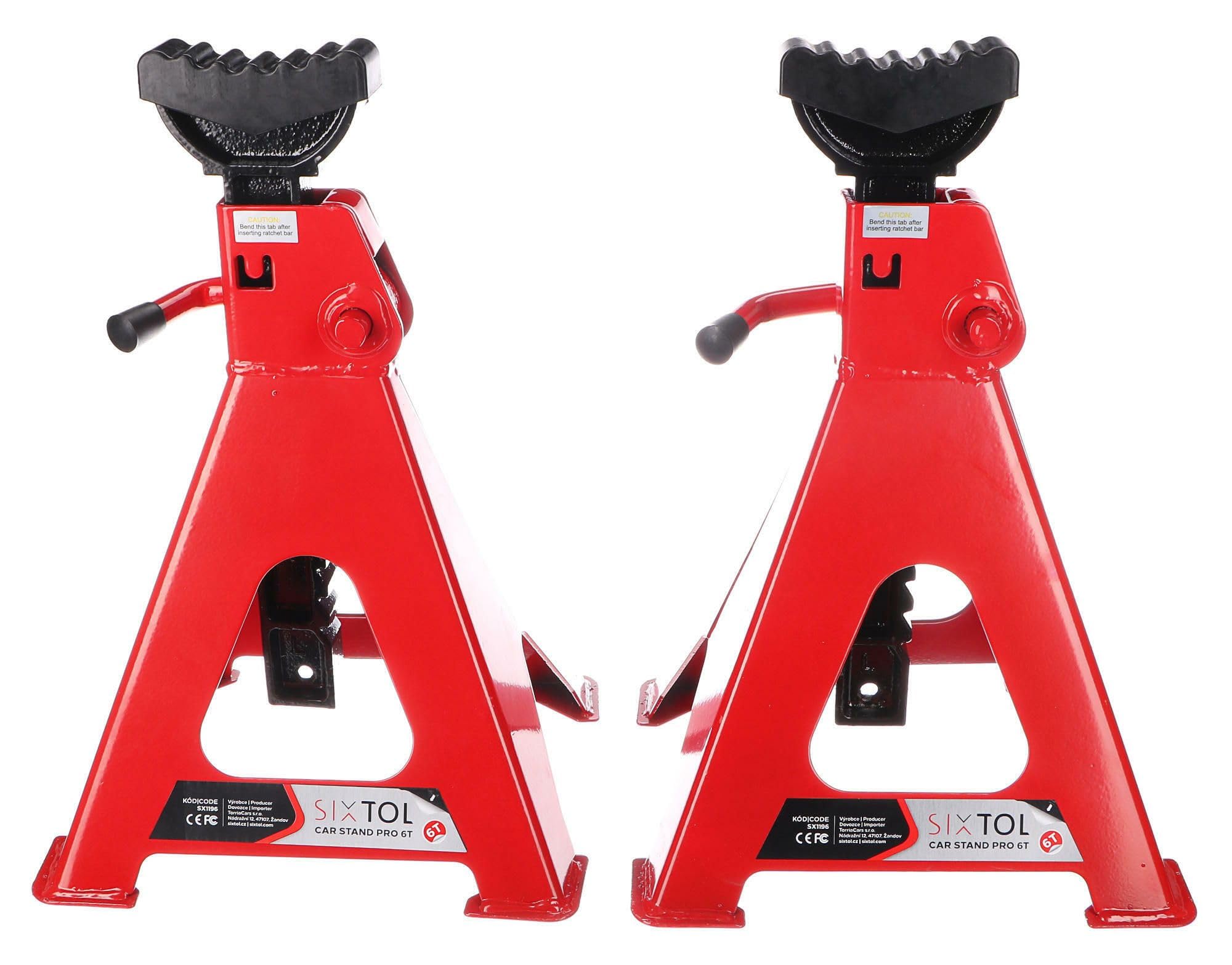 Mechanic Car Stand Pro 6T | Juego de 2 caballetes para Coche | Capacidad 6 toneladas | Altura Ajustable 395-605 mm | Construcción de Acero con Soporte de Goma