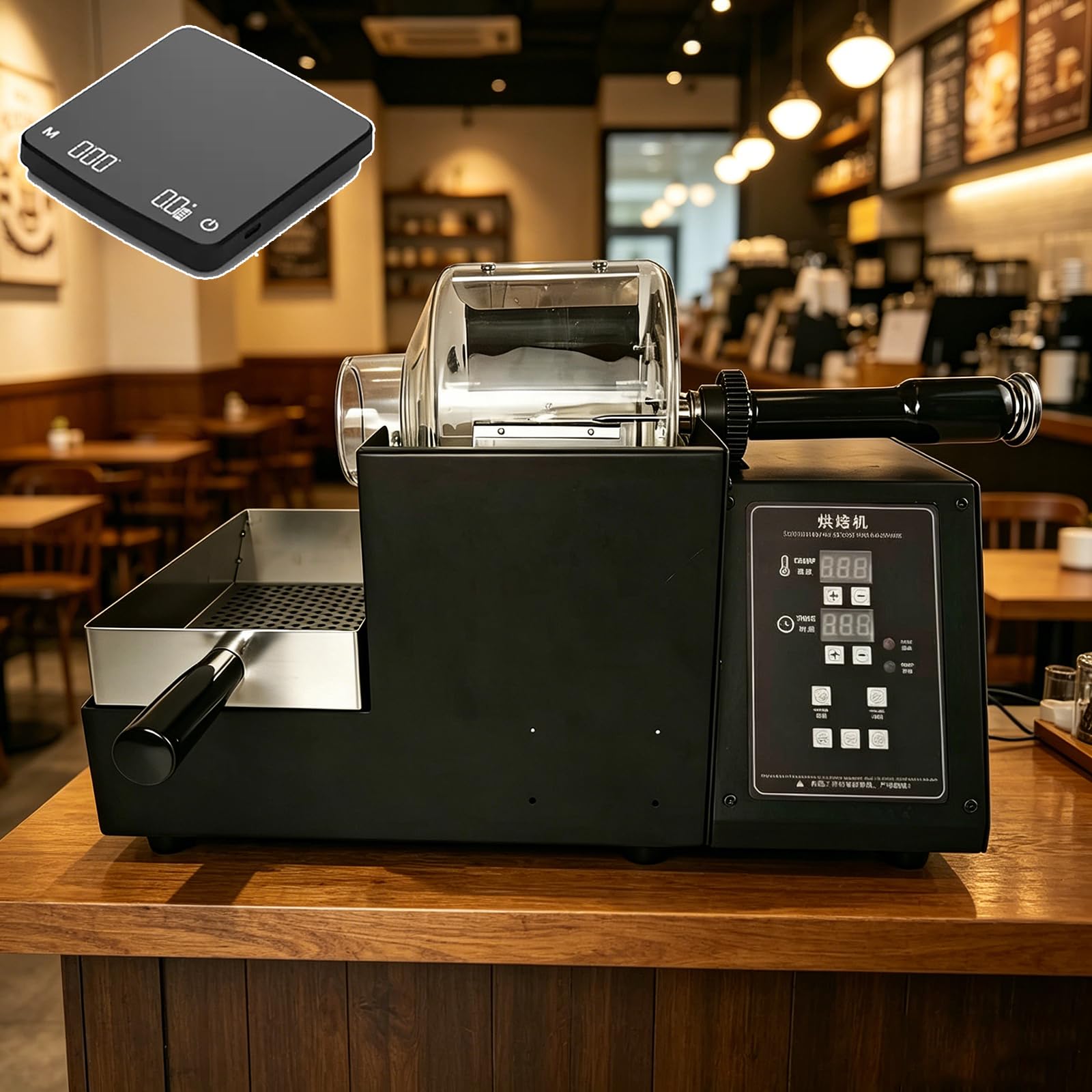 FHRKA Home Coffee Bean Roaster Machine, Countertop Coffee Roaster with Glass Chamber and Tray,Tabletop Non-Stick Coffee Roaster