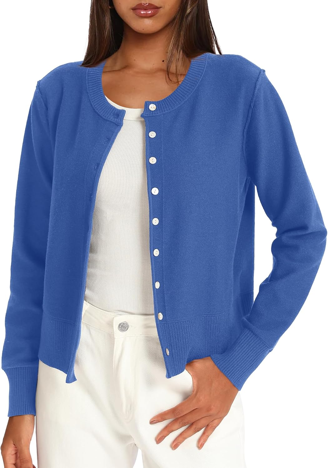 Darong Women's Lightweight Cardigan Sweater Long Sleeve Button Down Crew Neck Spring Outfits Fashion 2026 Clothing - Image 5