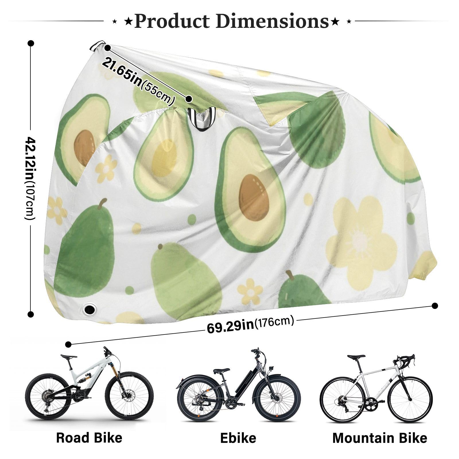 Housse de vélo imperméable avec trous de verrouillage pour intérieur et extérieur - Convient à la plupart des protections pour vélo électrique - Vert avocat