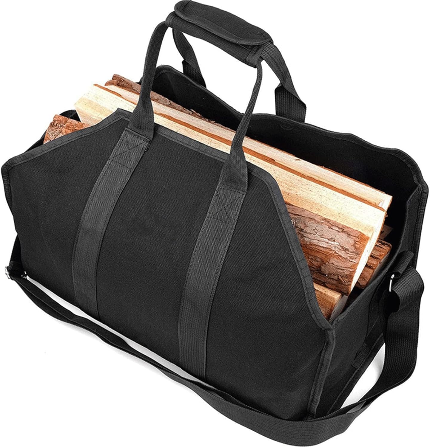 Canvas Firewood Carrier Log Tote Bag, Indoor Fireplace Log Carrier Holders, Fire Wood Carrying Bag for Outdoor, Camping, QIYUDS11