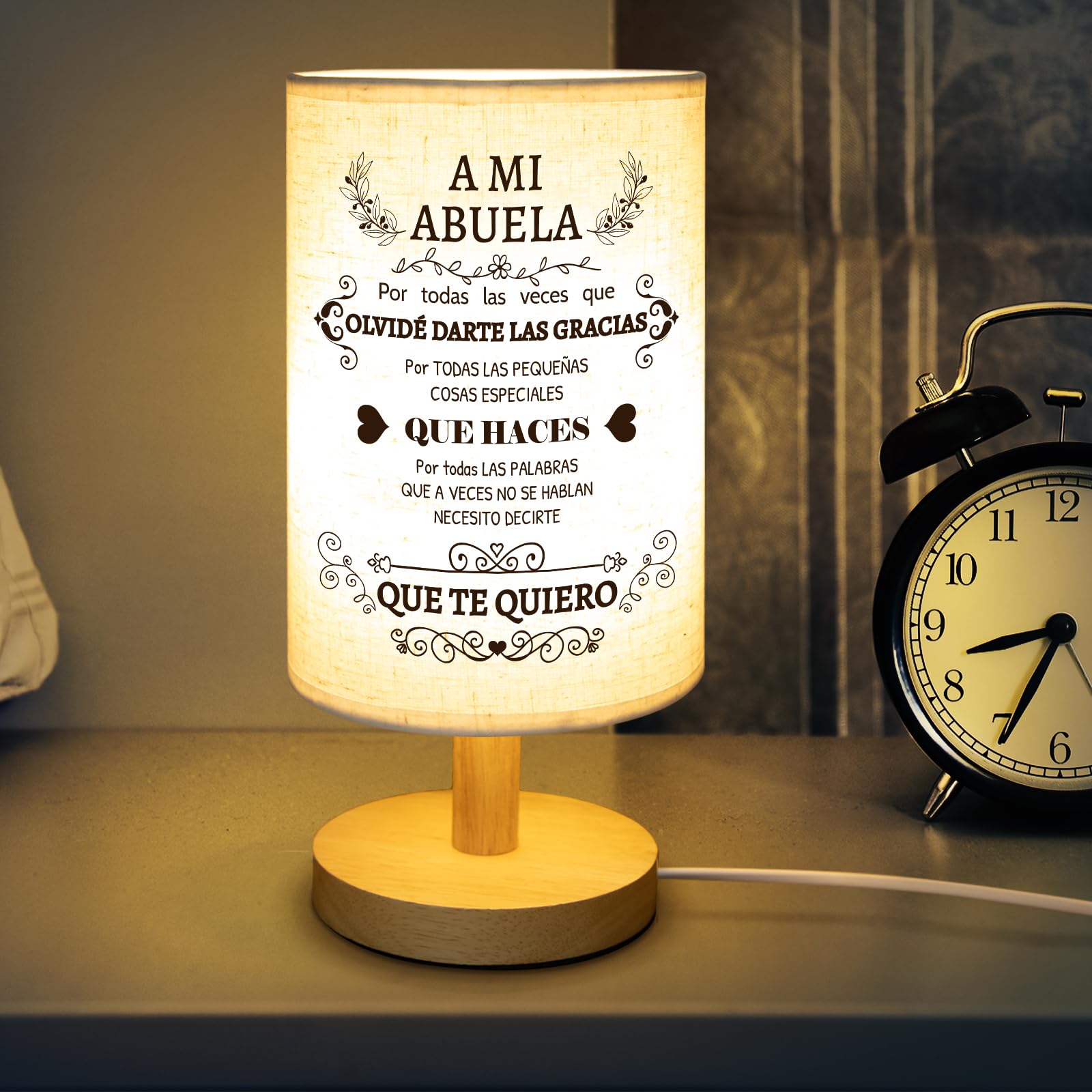 SOUHONEY Abuela Gifts Grandma Birthday in Spanish, Birthday Christmas Grandmother Gifts in Spanish for Grandma Lamp Mothers Day Fabric Desk Lamp Home Decor