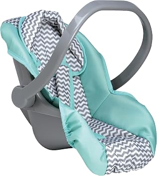 Adora up to 20 Inch Baby Doll Car Seat Carrier Grey Handle Converts to Rocker Lightweight Machine Washable Cover Toy Baby Doll Car Seat Accessory Zig Zag