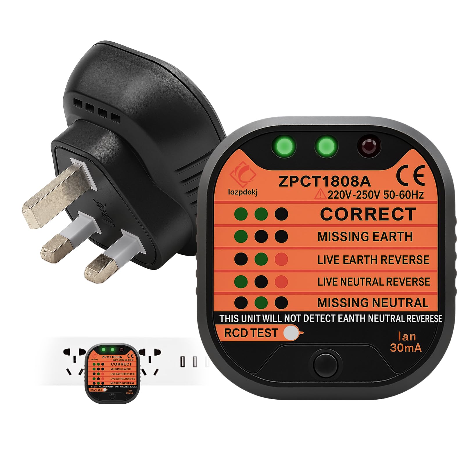Socket Tester UK 220-250V Plug Tester with LCD Display RCD GFCI Socket