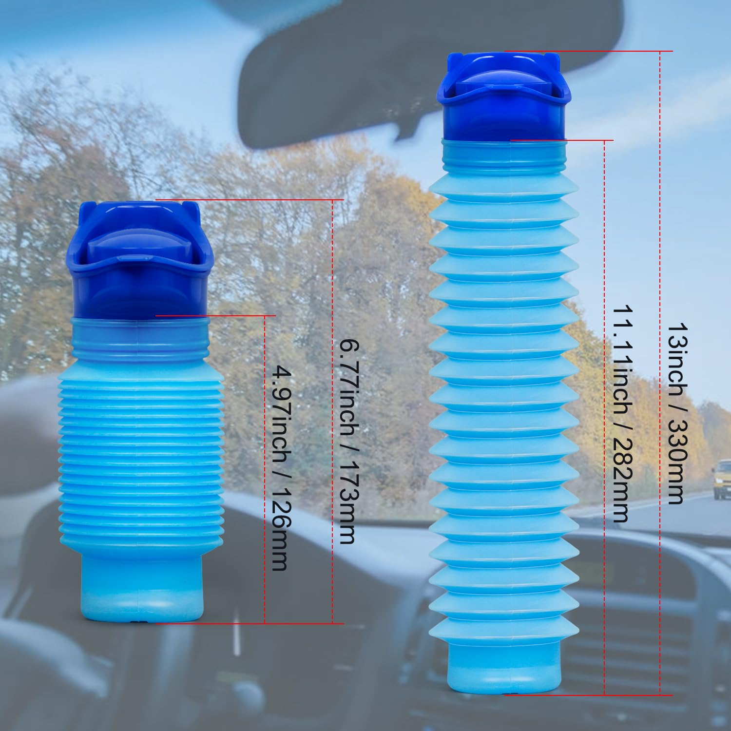 Botellas para orina para hombres, botella plegable con bolsas desechables, orinal de emergencia portátil para hombres y mujeres, 750 ml, a prueba de fugas, juego de 2 botellas para orina adecuadas