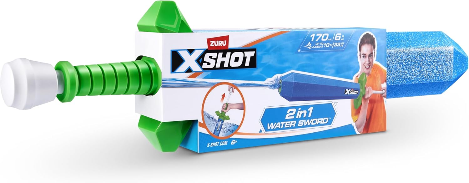 XSHOT Water Warfare Sword 2 Pack, Dual Play Toy, Sword Play and Water Battles, Big Toy for Children, Teen and Adults