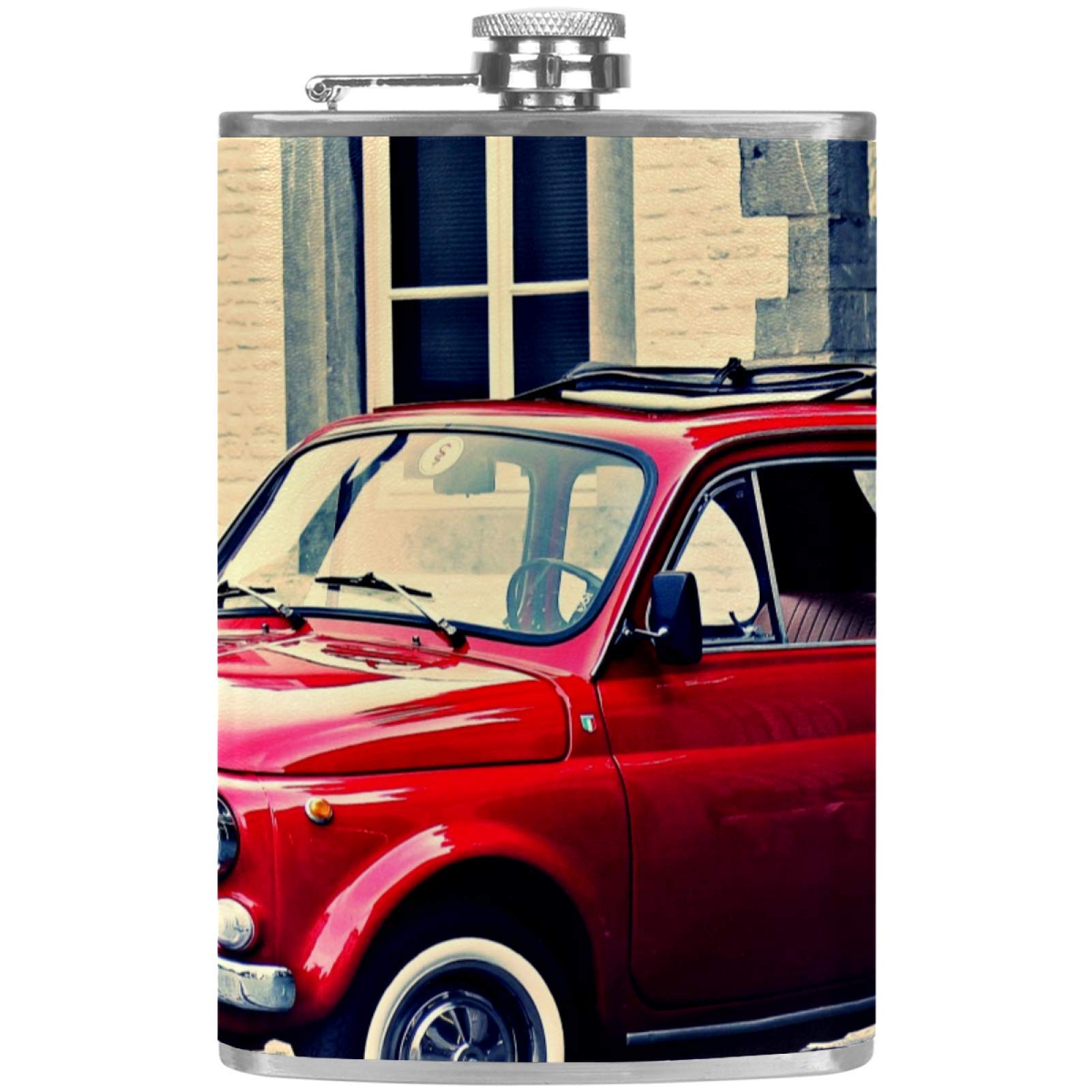 Flasque à whisky en cuir rouge vintage avec entonnoir de poche pour le camping