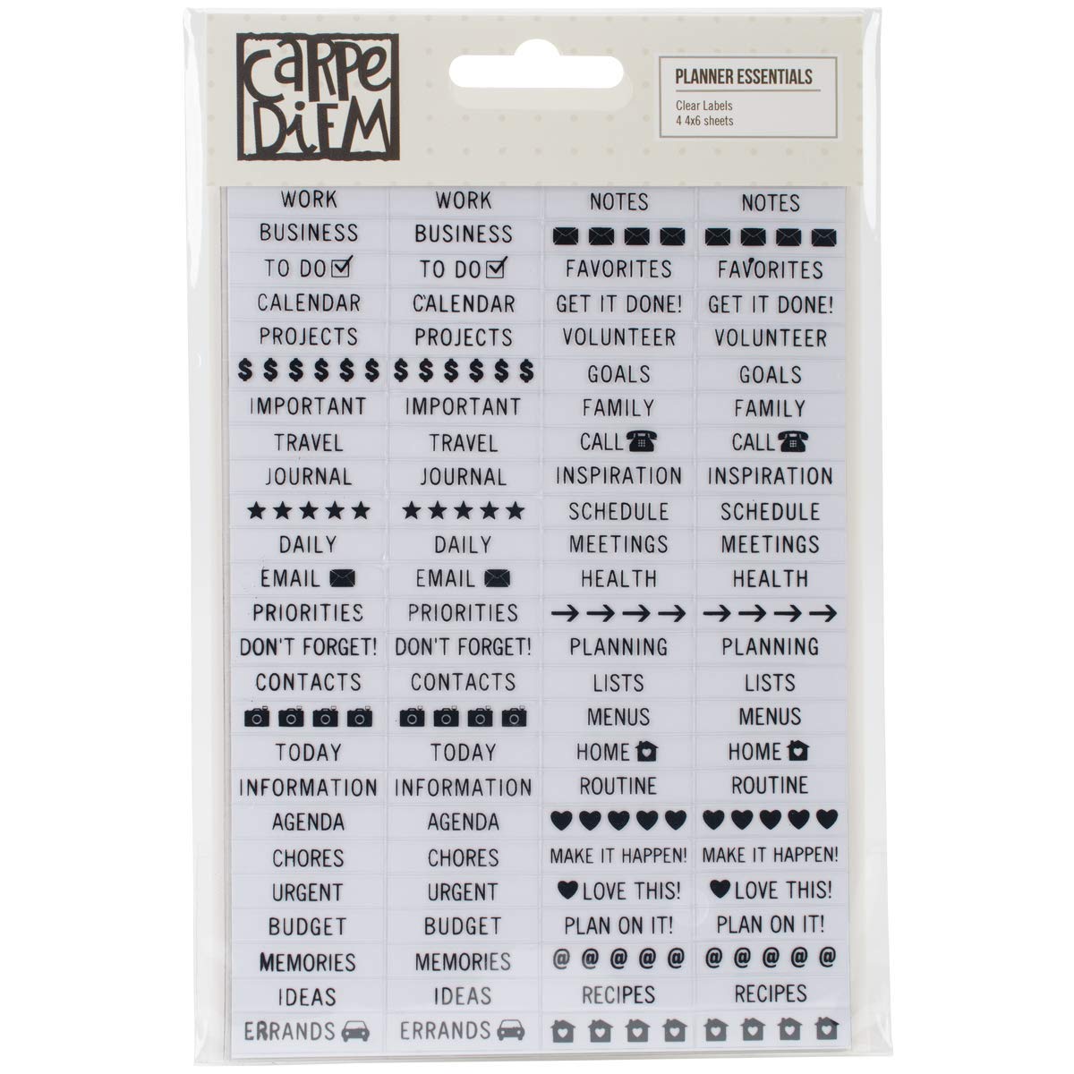 Planner Essentials Clear Labels Sold in singles