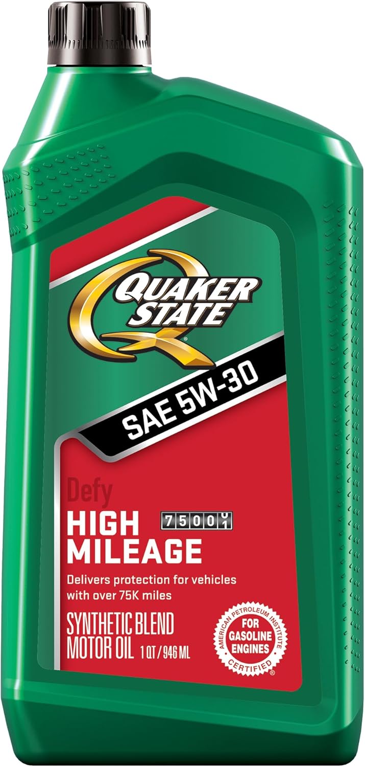 Quaker State High Mileage 5W-30 Synthetic Blend Motor Oil (1-Quart, Case of 6)