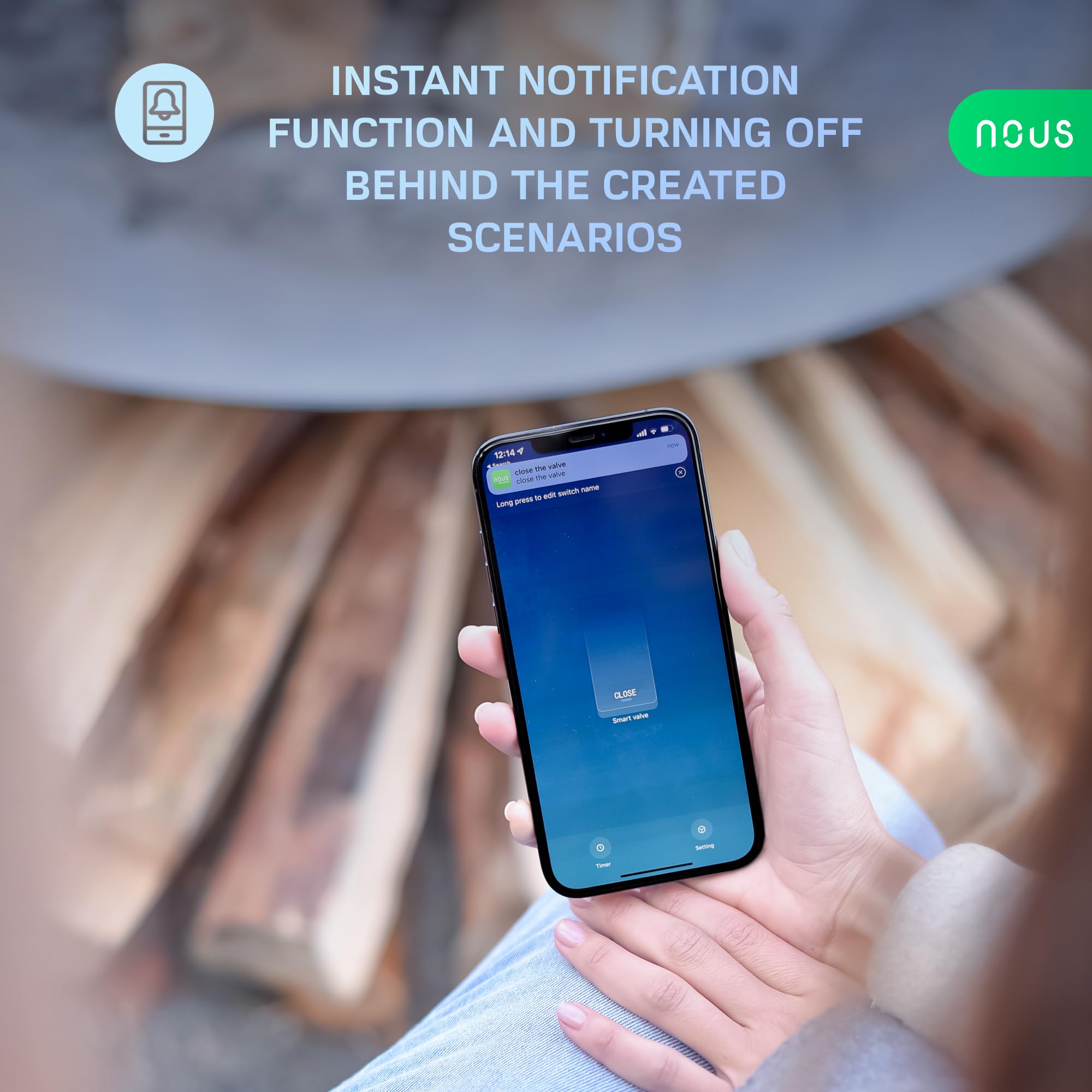 NOUS L3 Wifi Válvula de Agua Eléctrica, Google Assistant, Alexa Compatible, NOUS Smart Home App, TUYA smart life, Temporizador Riego Jardín Inteligente, Válvula de Agua 2,4 GHz WiFi.