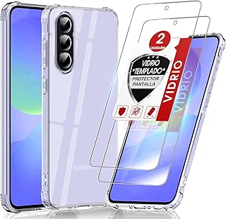 LeYi Capa para Samsung Galaxy A36/A 36 5G 5 G com [2-Unidades] Vidro Temperado, Carcaça em Silicone Armor Soft Skin TPU Capa Anti-choque, Transparente Global Recycled Standard Global Recycled Standard Global Recycled Standard