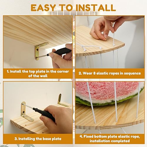 Miniatura 6 de Estante de madera suave para juguetes de peluche, soporte grande de madera para juguetes de peluche, con luz LED y esquina ajustable para colgar en