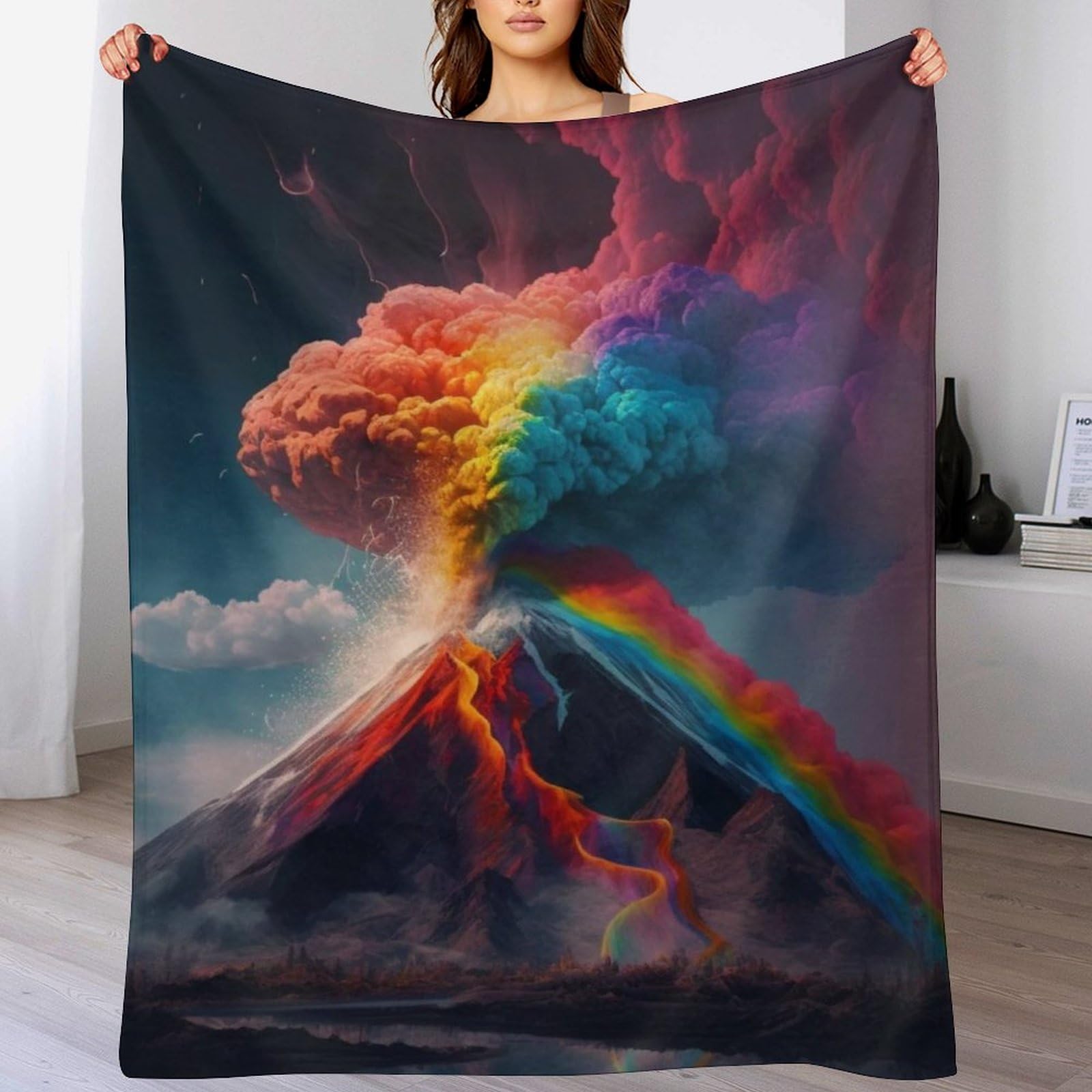 Couvre - chaud volcan arc-en-ciel et plaid de lit confortable