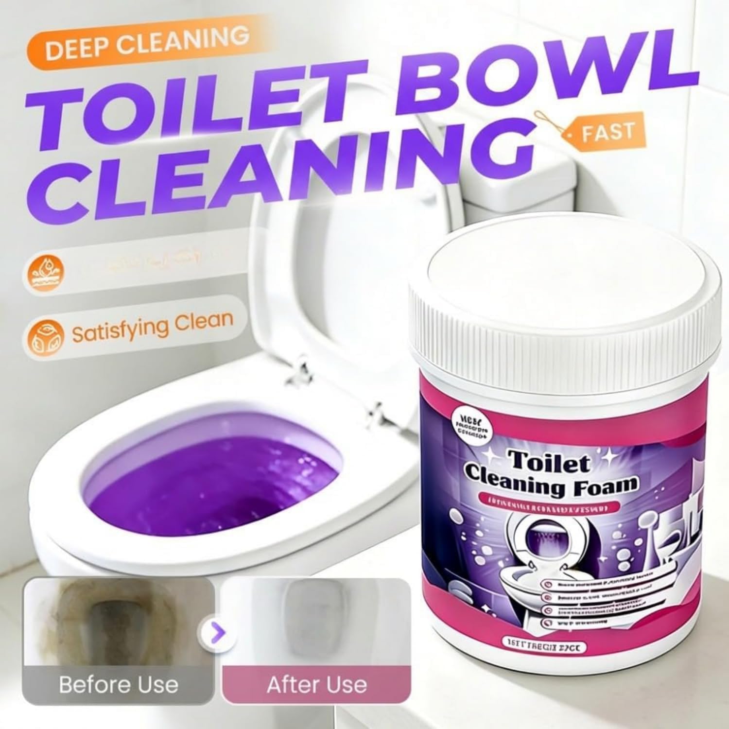 Polvere Detergentes Schiumogena Senza Contatto, Detergente Per Wc, 2026 Nuovo Detergente Anticalcare, Touch Free Foaming Toilets Cleaner, Toilet Cleaner, Detergentes Per Wc (3PCS)