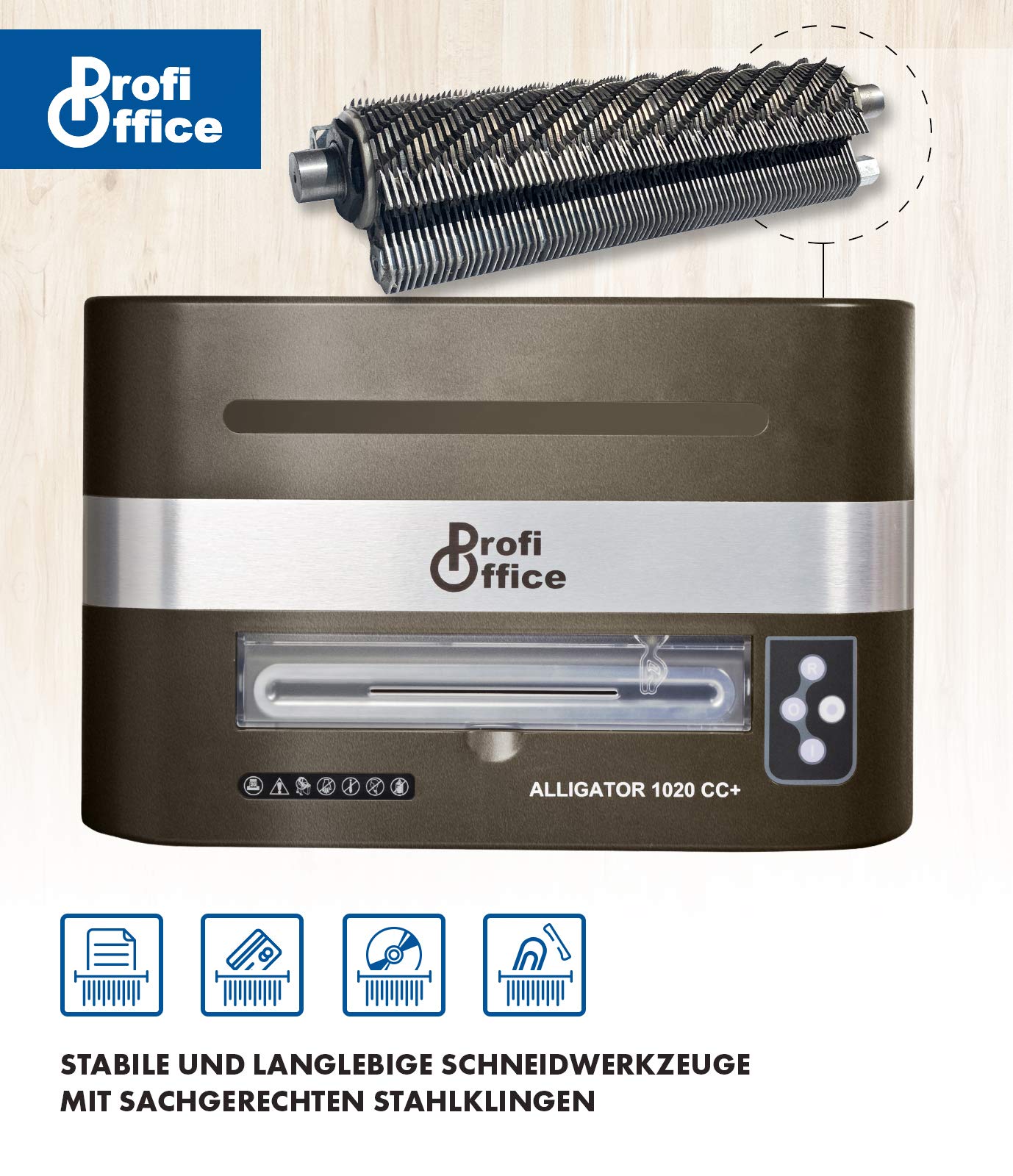Destructora de Papel Alligator 1020 CC Plus – Trituradora 20 Hojas Corte Cruzado P-3 | para Gran Oficina, Pantalla Digital, Papelera 30L, Silenciosa para CD y Tarjetas, 350W