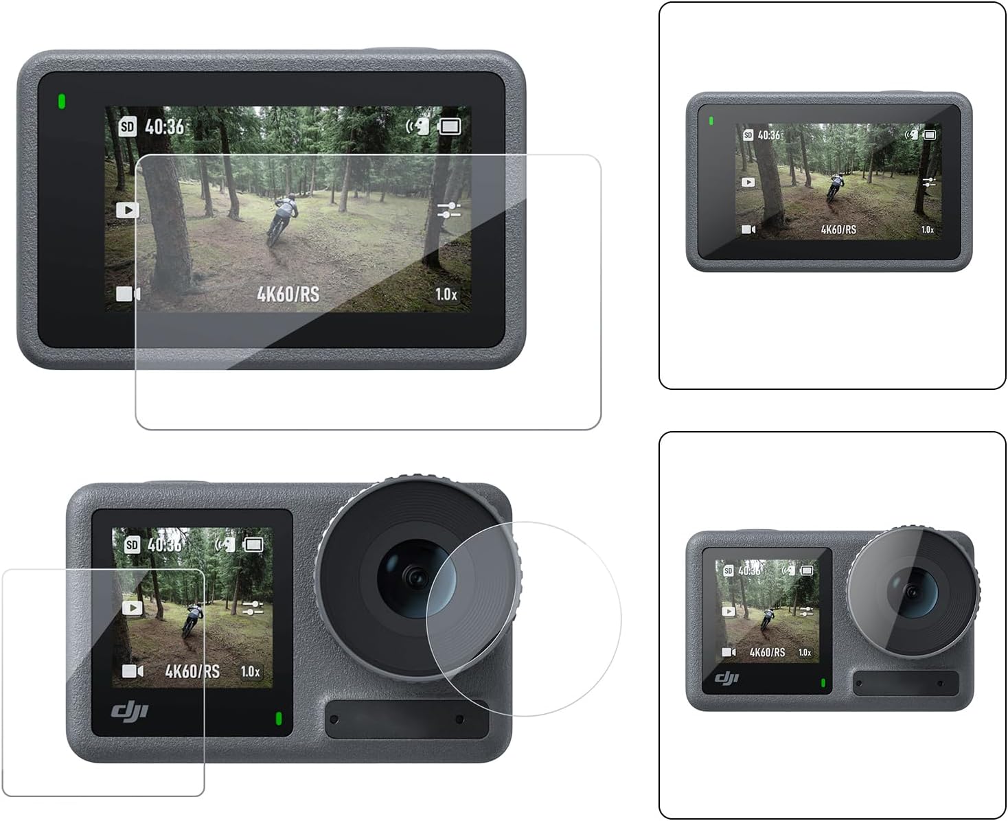 TELESIN 6 Pcs Lens Screen Protector for DJI Osmo Action 5 Pro, Ultra HD LED Display Film for DJI OSMO Action 5 Camera, 4 PCS Front and Back Screen Protector + 2 PCS Lens Film Foil, Bubble-Free